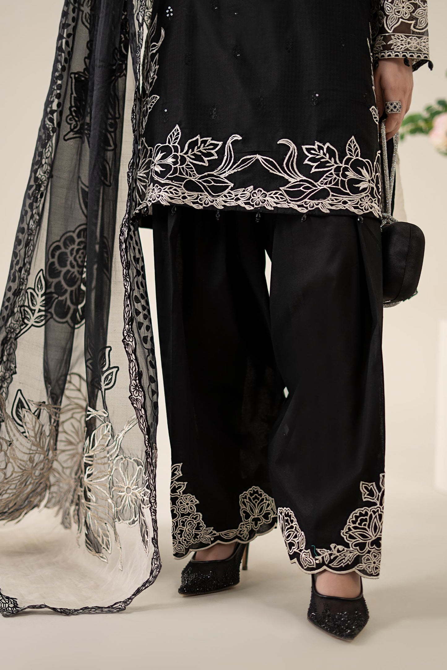 3 Piece Embroidered Dobby Suit