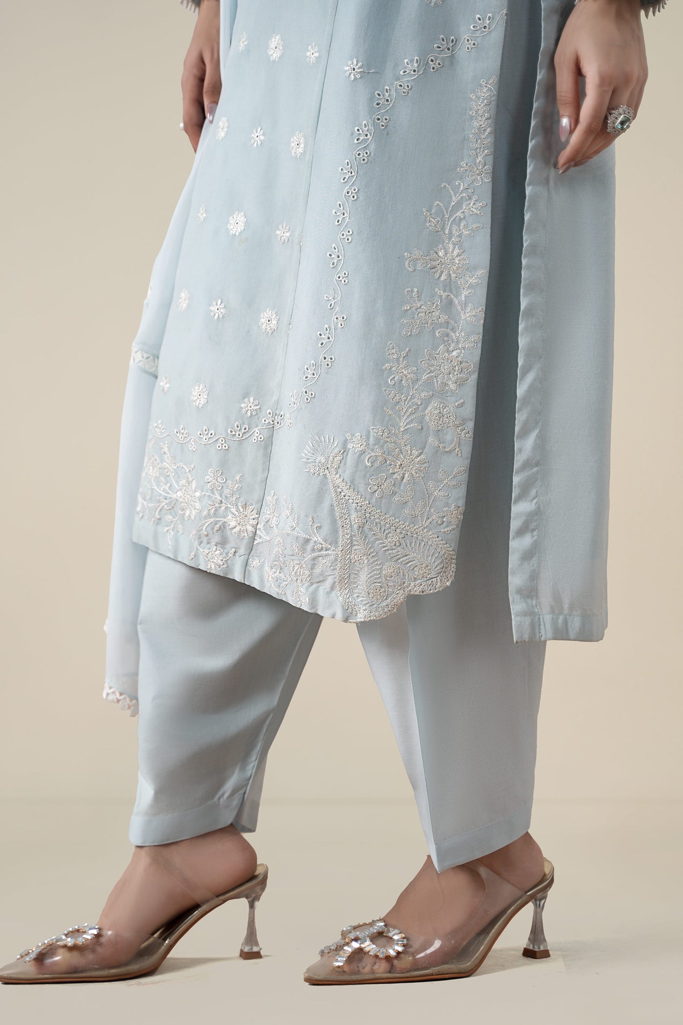 3 Piece Embroidered Paper Cotton Suit
