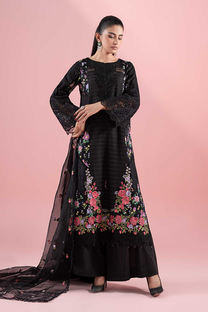 3 Piece Embroidered Lawn Suit |  DW-EA25-79 Casuals DWA2579-ESM-BLK