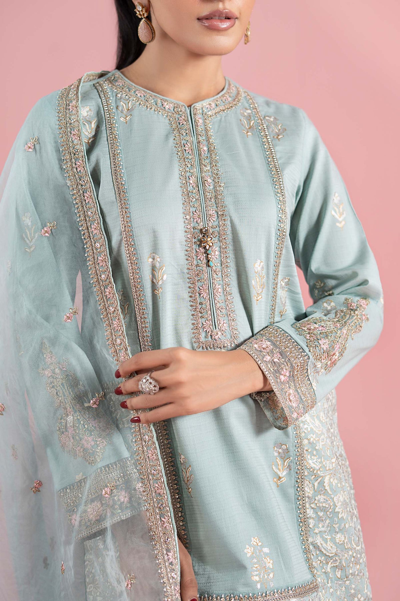 3 Piece Embroidered Dobby Suit