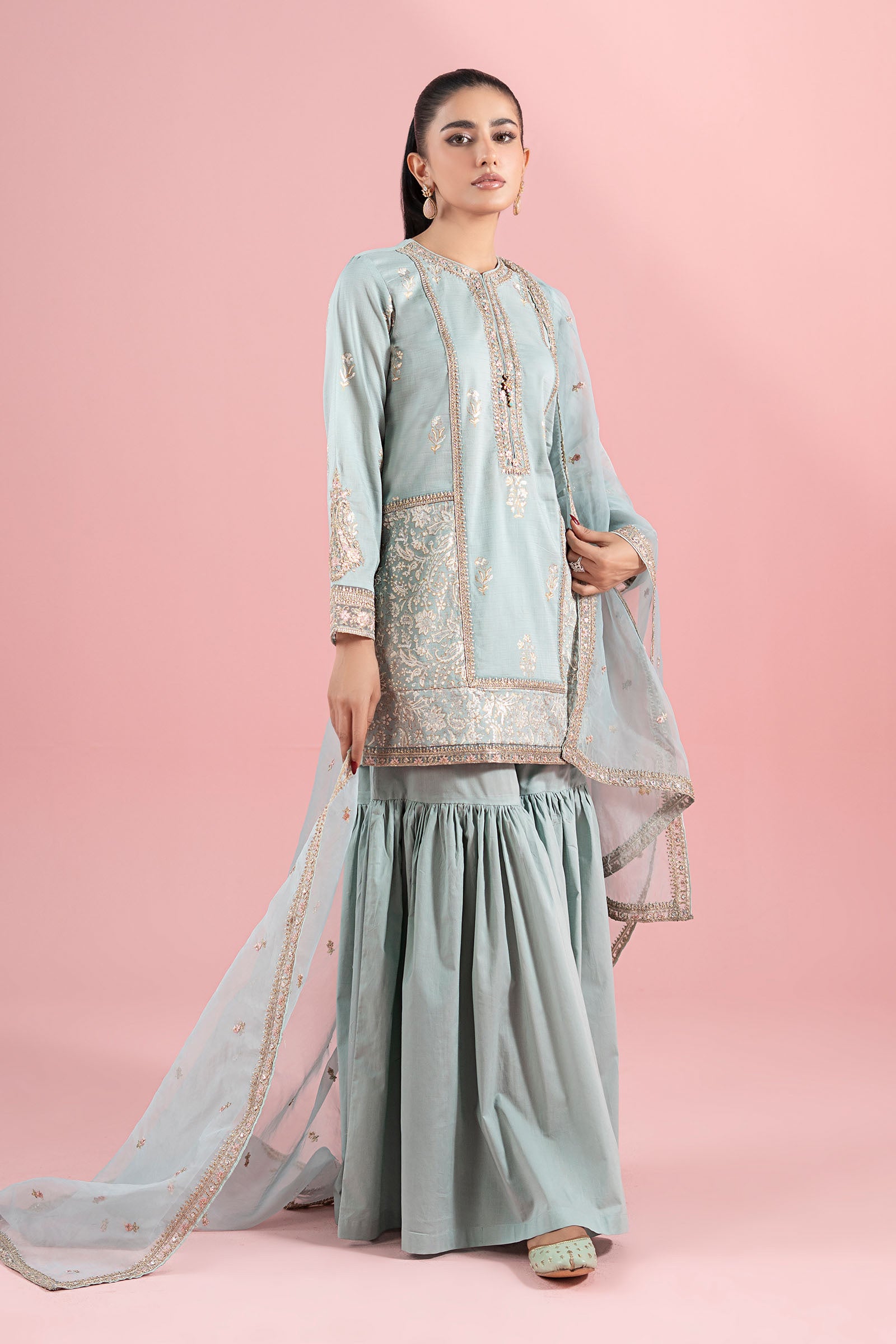 3 Piece Embroidered Dobby Suit