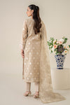 3 Piece Embroidered Paper Cotton Jacquard Suit