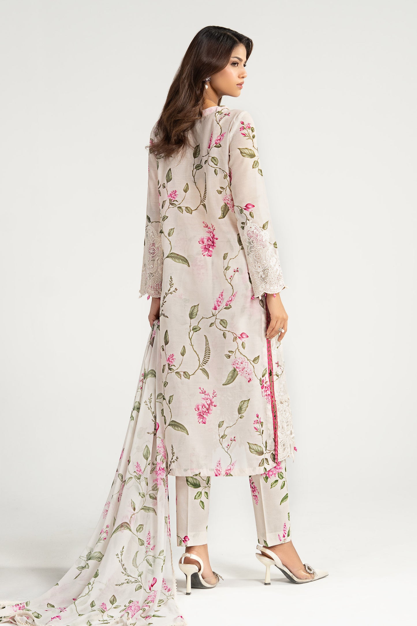 3 Piece Embroidered Paper Cotton Suit