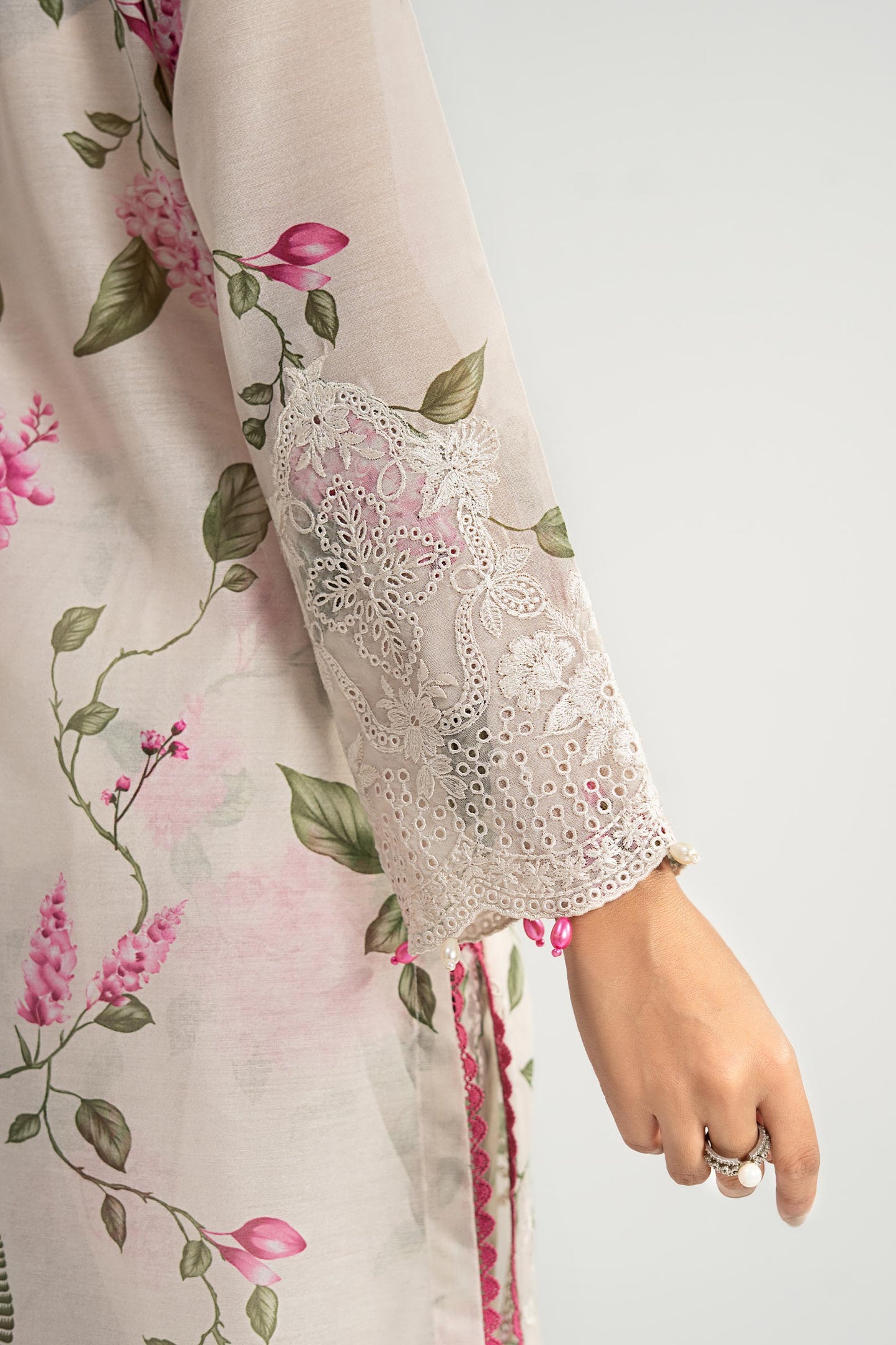 3 Piece Embroidered Paper Cotton Suit