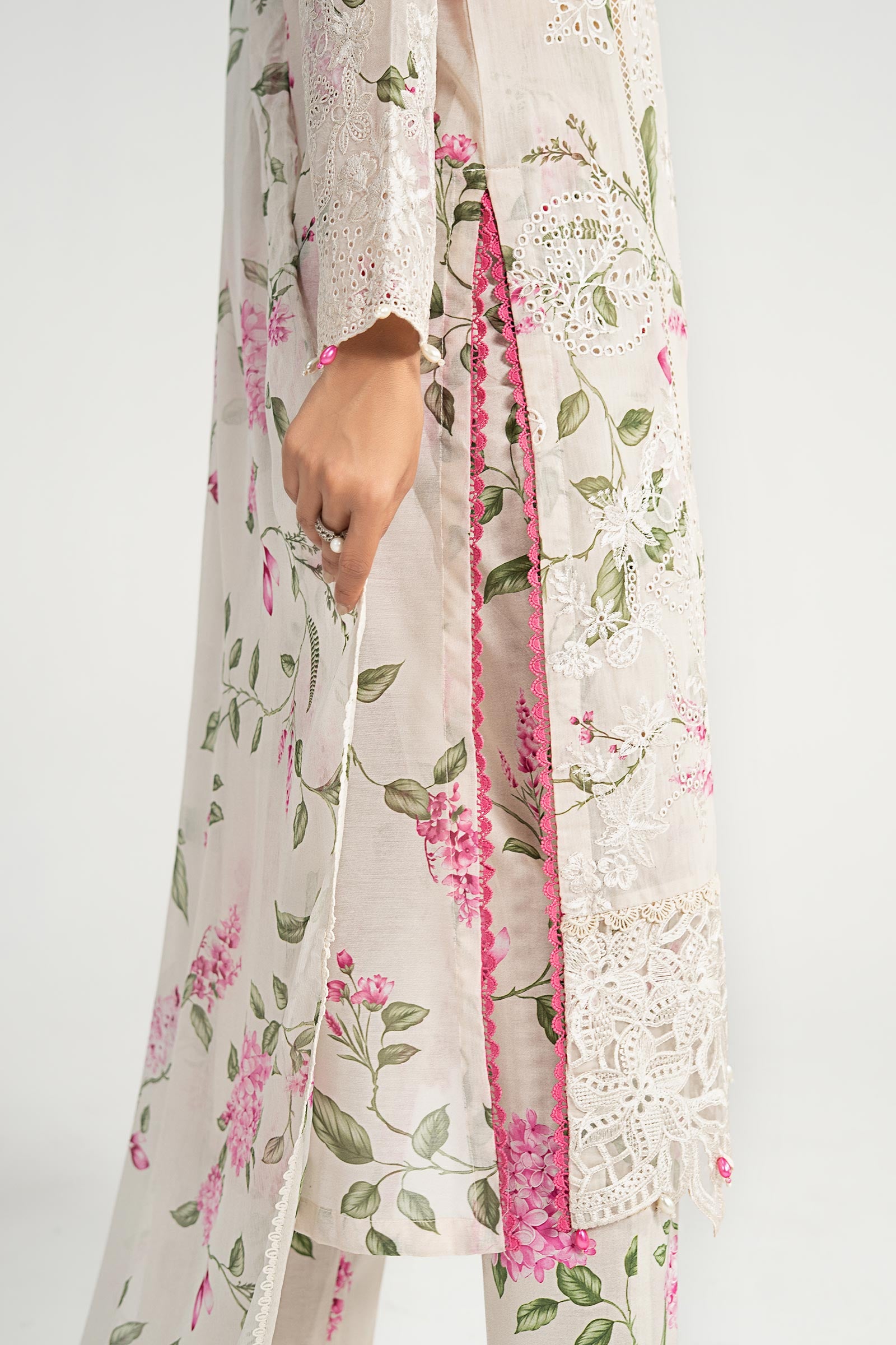 3 Piece Embroidered Paper Cotton Suit