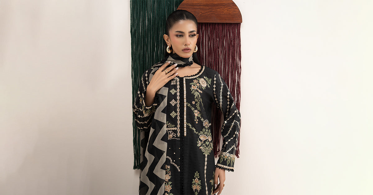 3 Piece Embroidered Dobby Lawn Suit