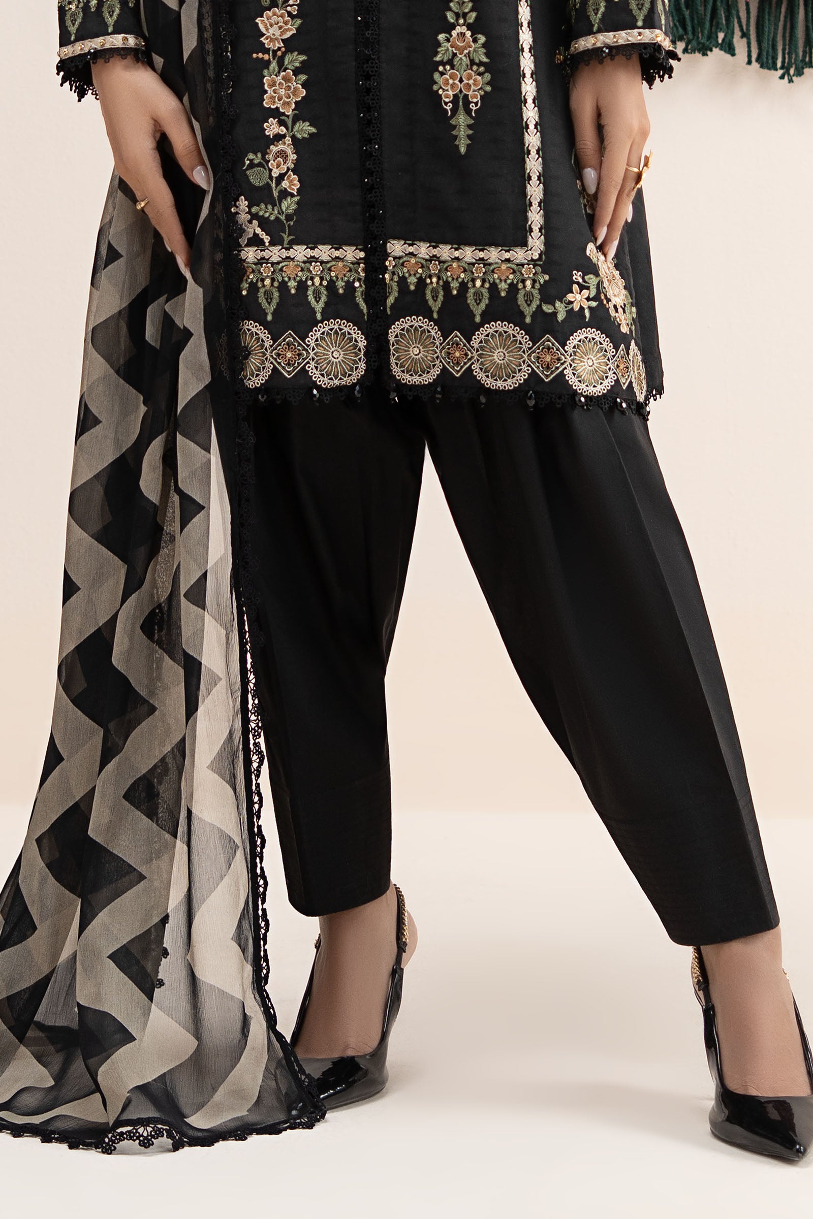 3 Piece Embroidered Dobby Lawn Suit