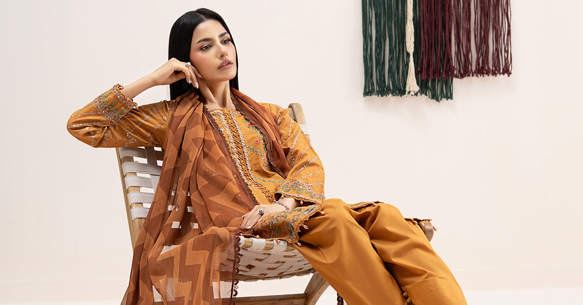 3 Piece Embroidered Dobby Lawn Suit