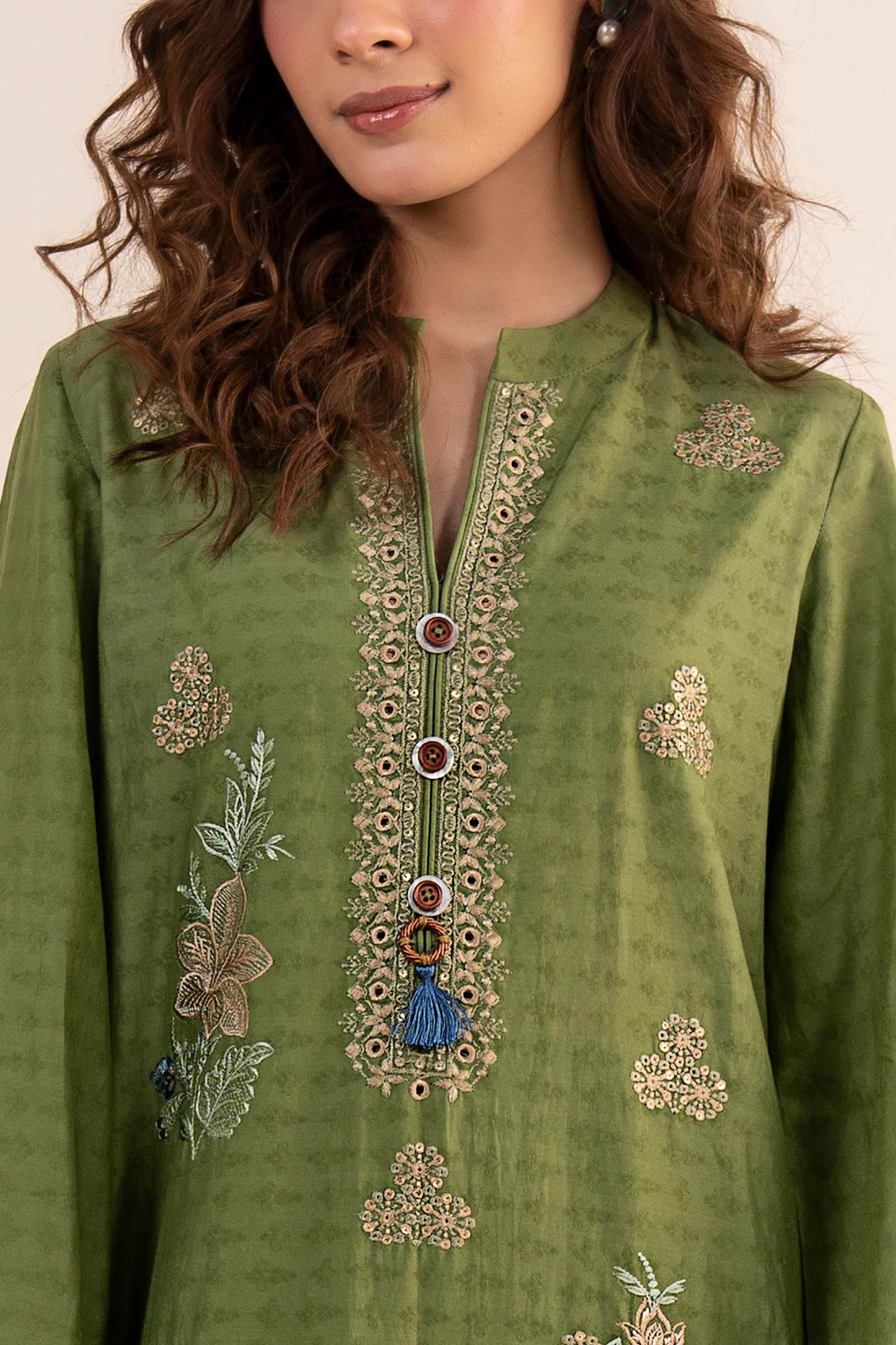 3 Piece Embroidered Dobby Jacquard Suit