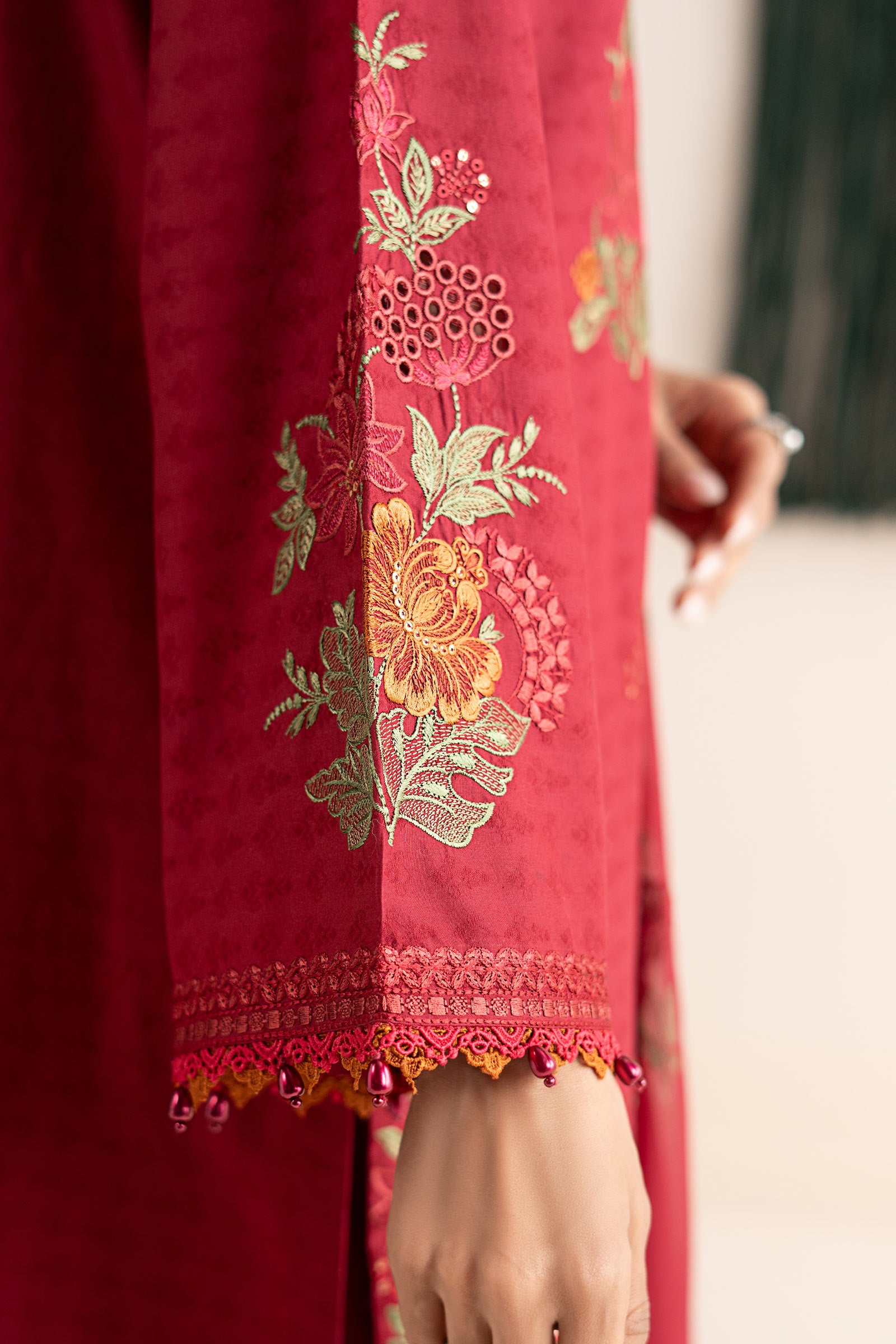 3 Piece Embroidered Dobby Jacquard Suit