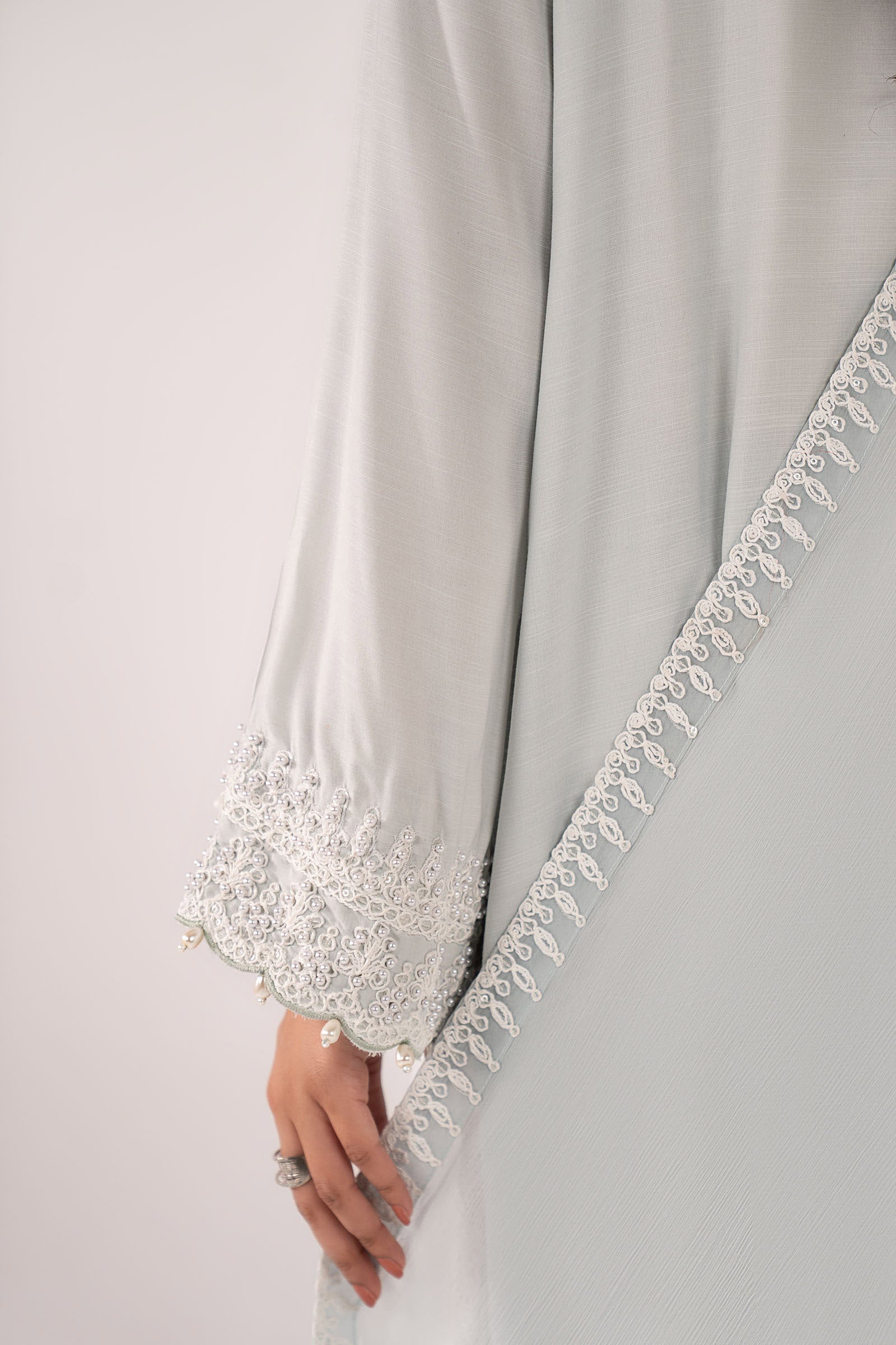 3 Piece Embroidered Raw Silk Suit