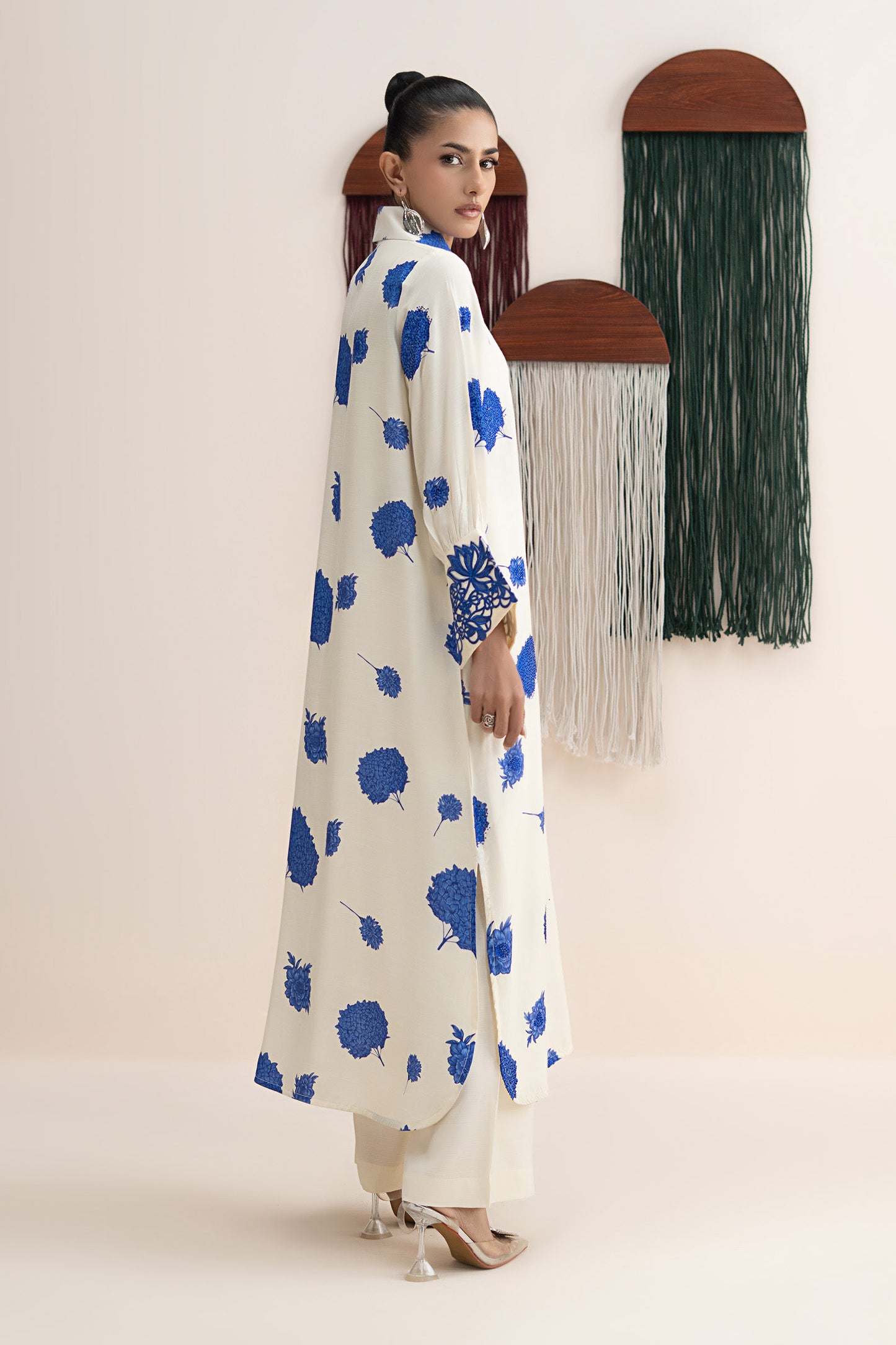 2 Piece Embroidered Raw Silk Suit