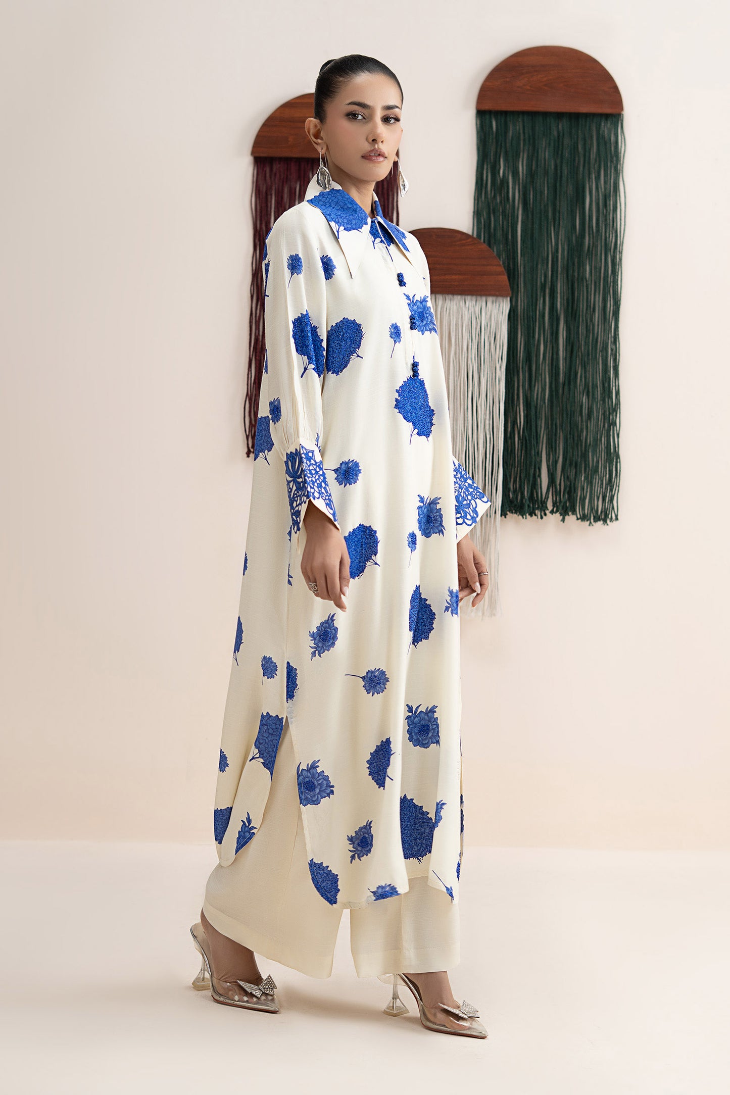 2 Piece Embroidered Raw Silk Suit