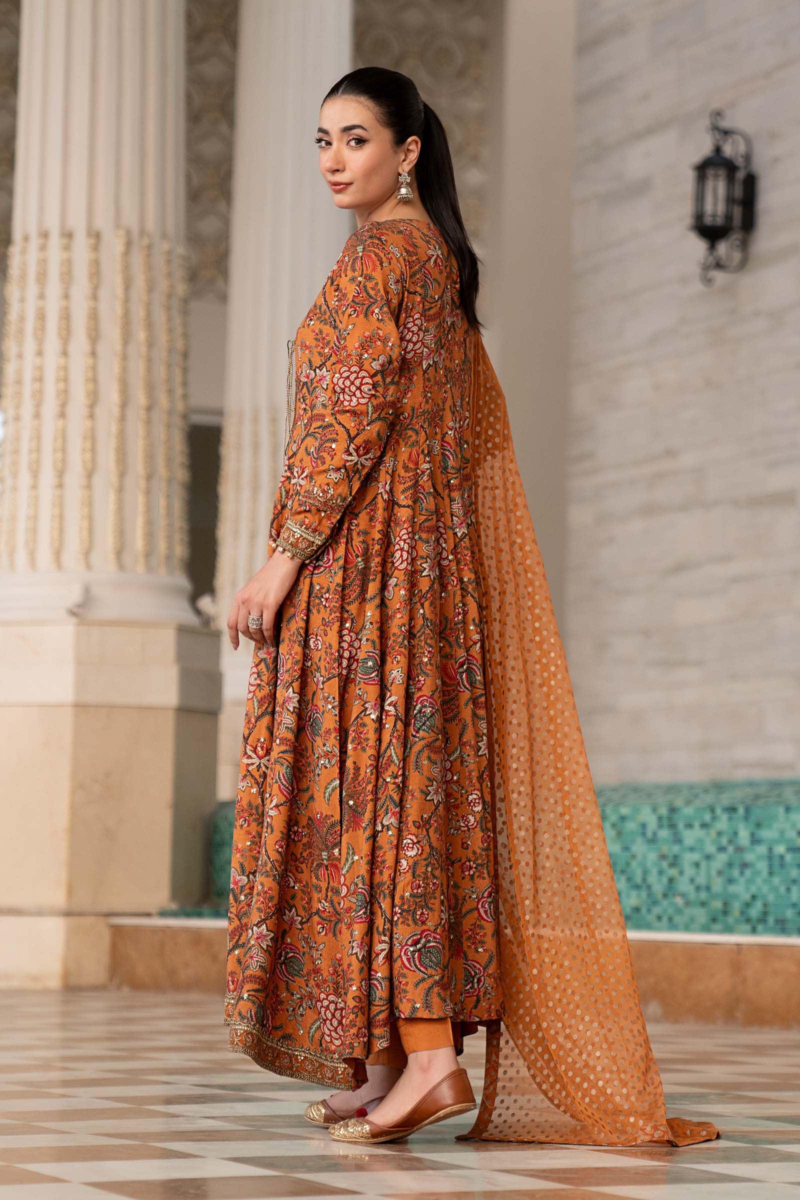 3 Piece Embroidered Raw Silk Suit