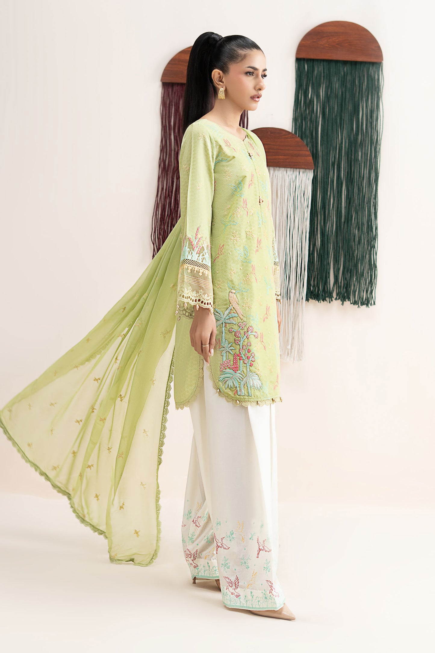 3 Piece Embroidered Dobby Lawn Suit