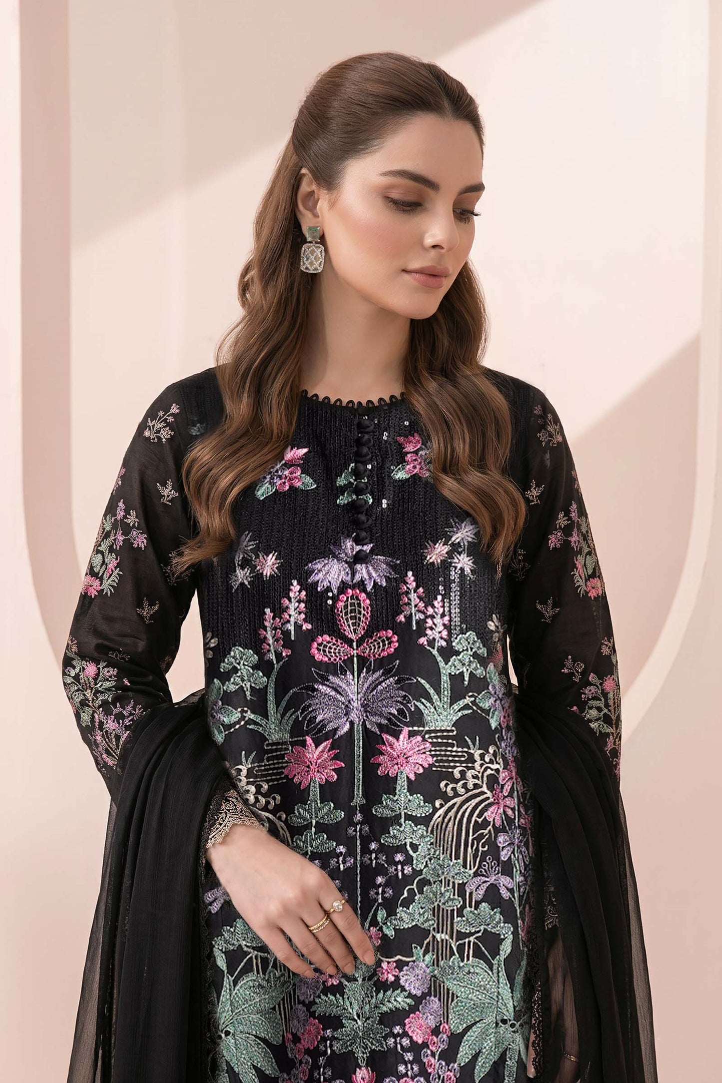 3 Piece Embroidered Dobby Jacquard Suit