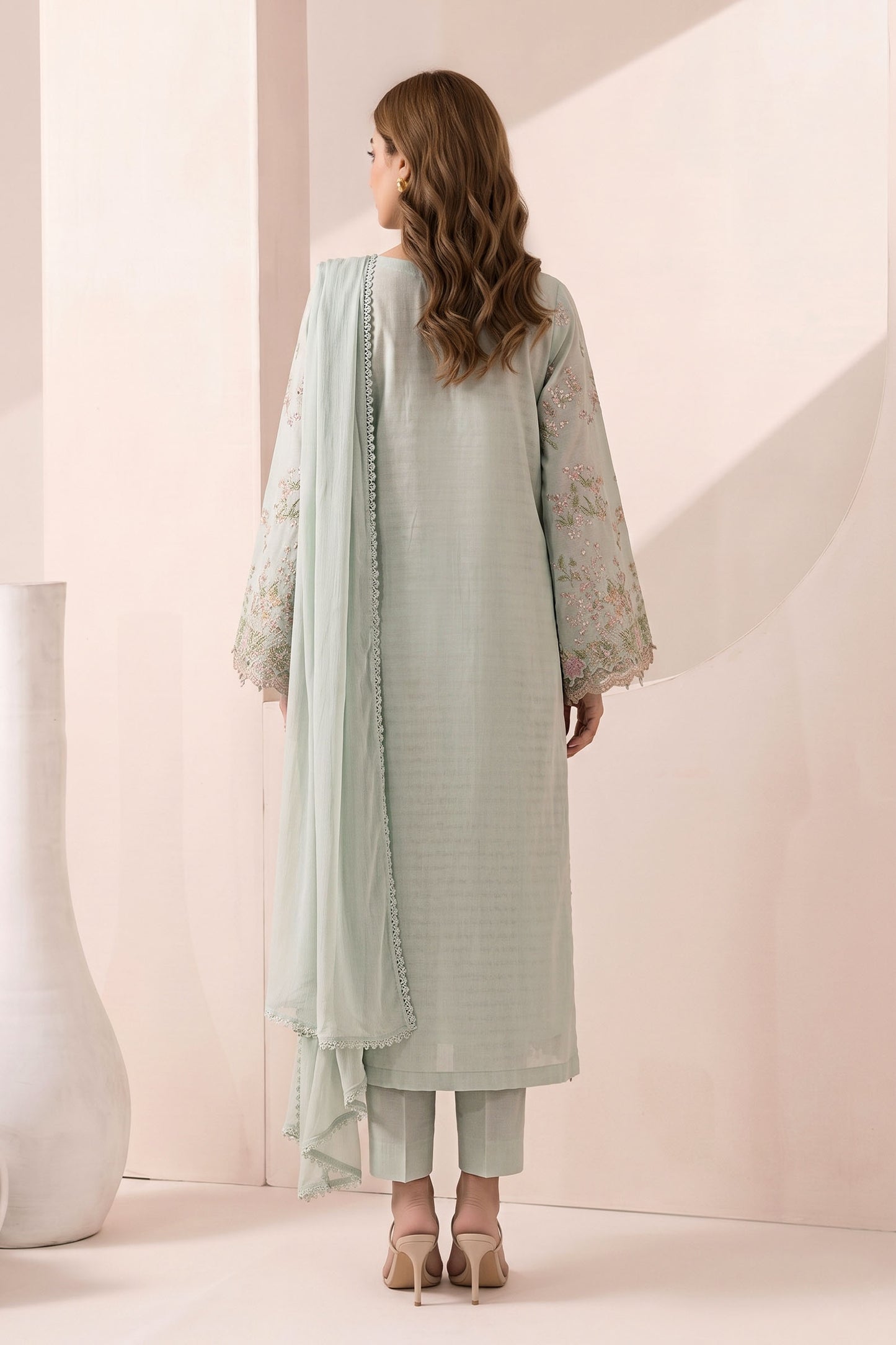 3 Piece Embroidered Dobby Jacquard Suit