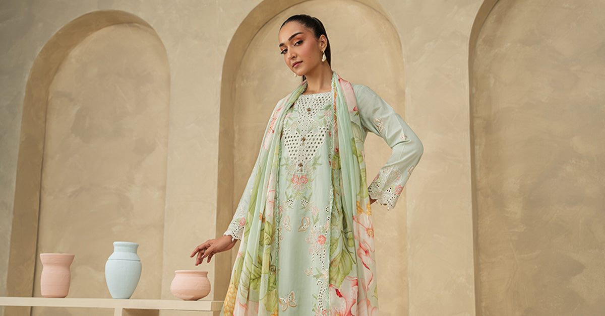 3 Piece Embroidered Dobby Lawn Suit