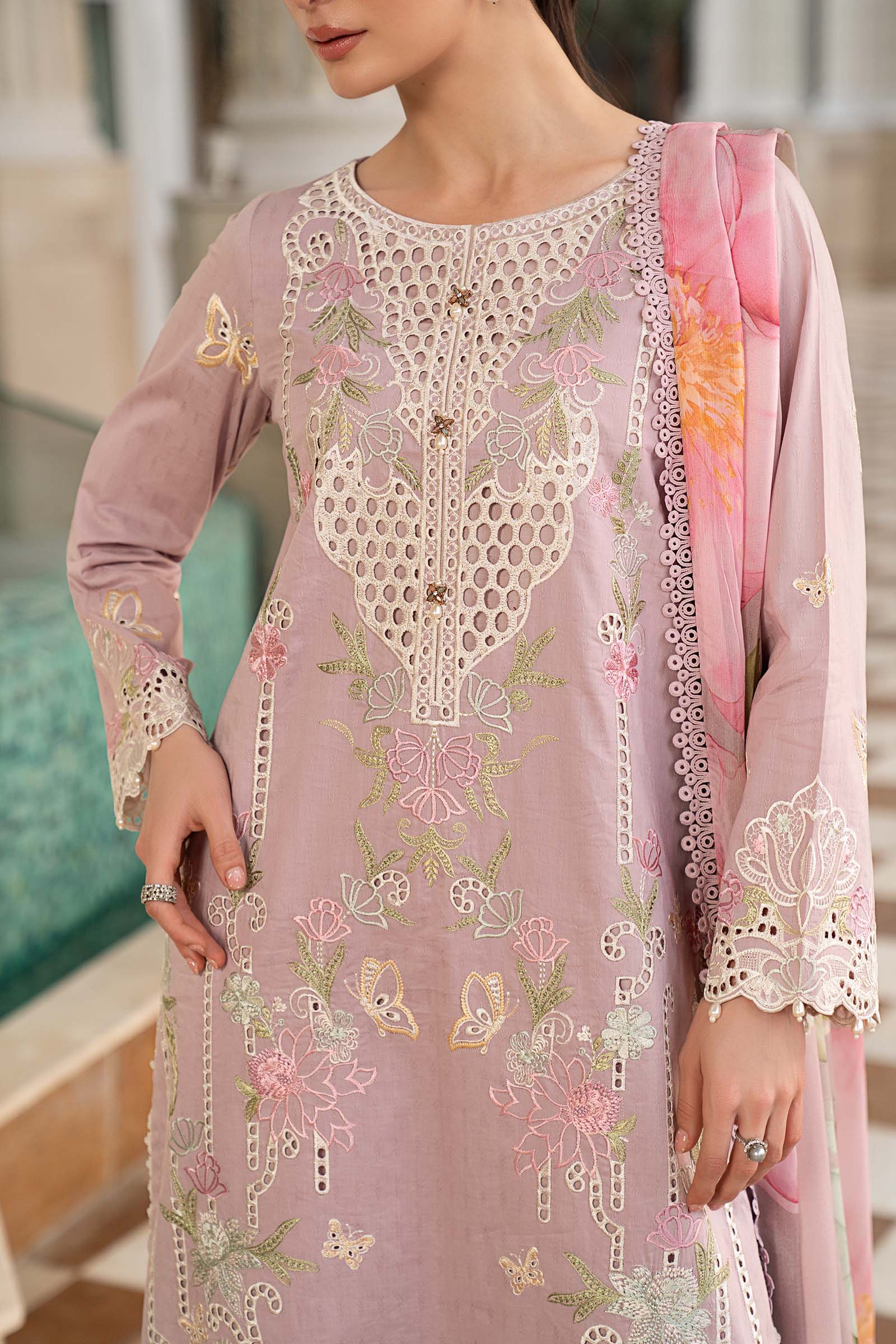 3 Piece Embroidered Dobby Lawn Suit