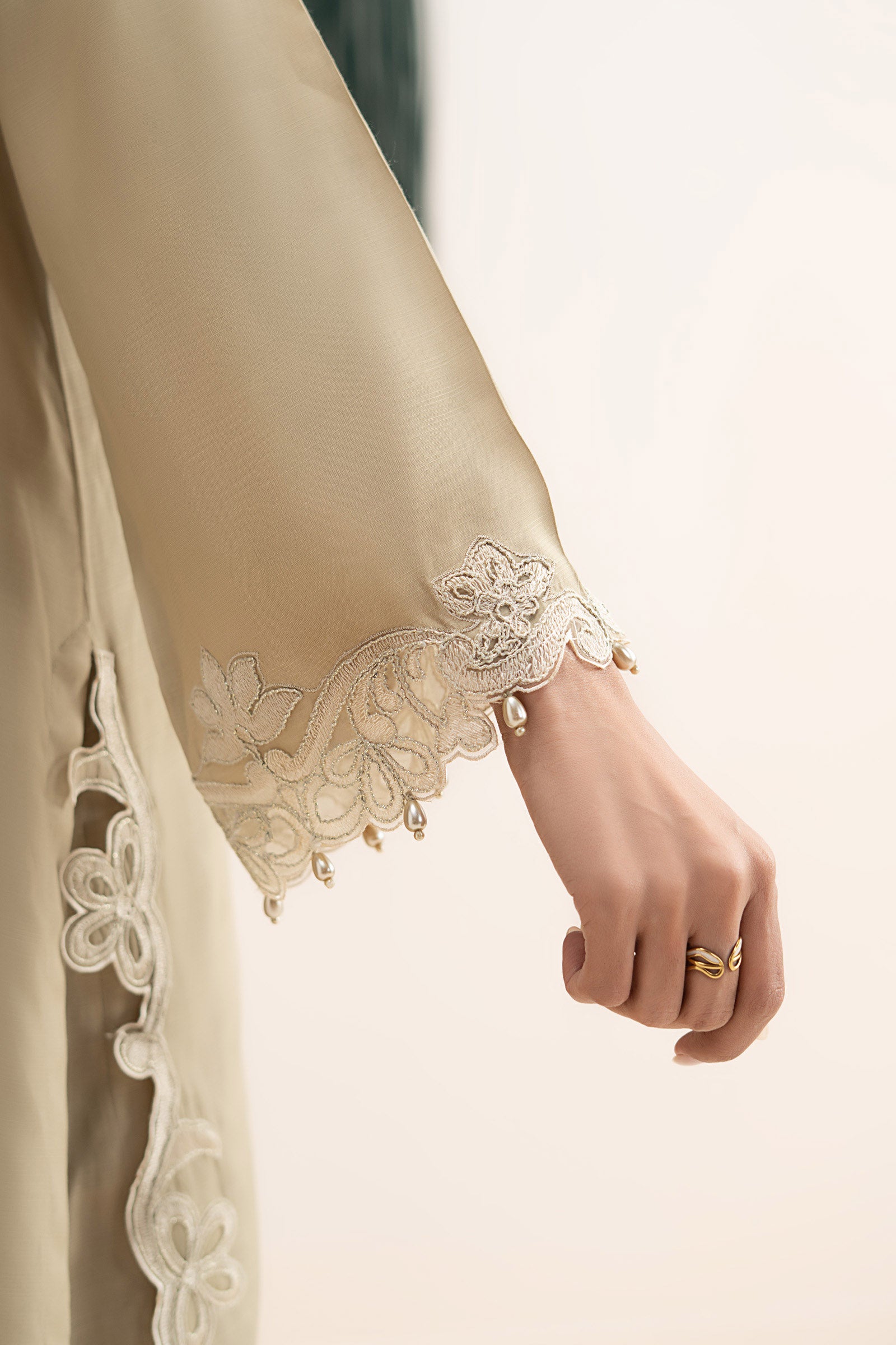 3 Piece Embroidered Raw Silk Suit