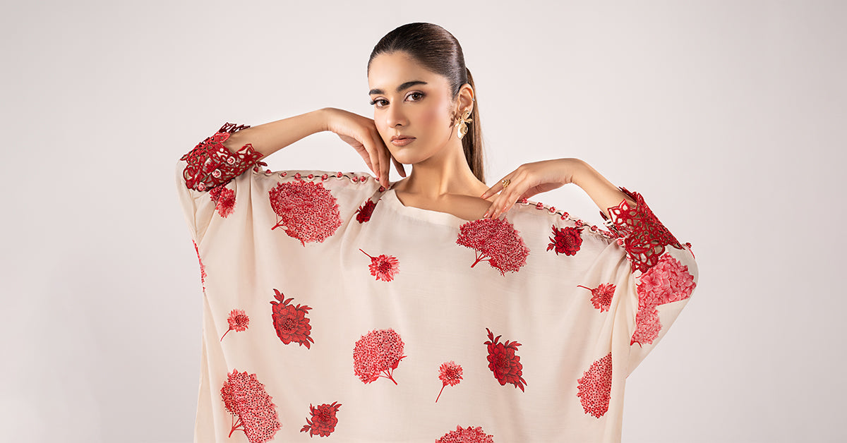2 Piece Embroidered Raw Silk Suit