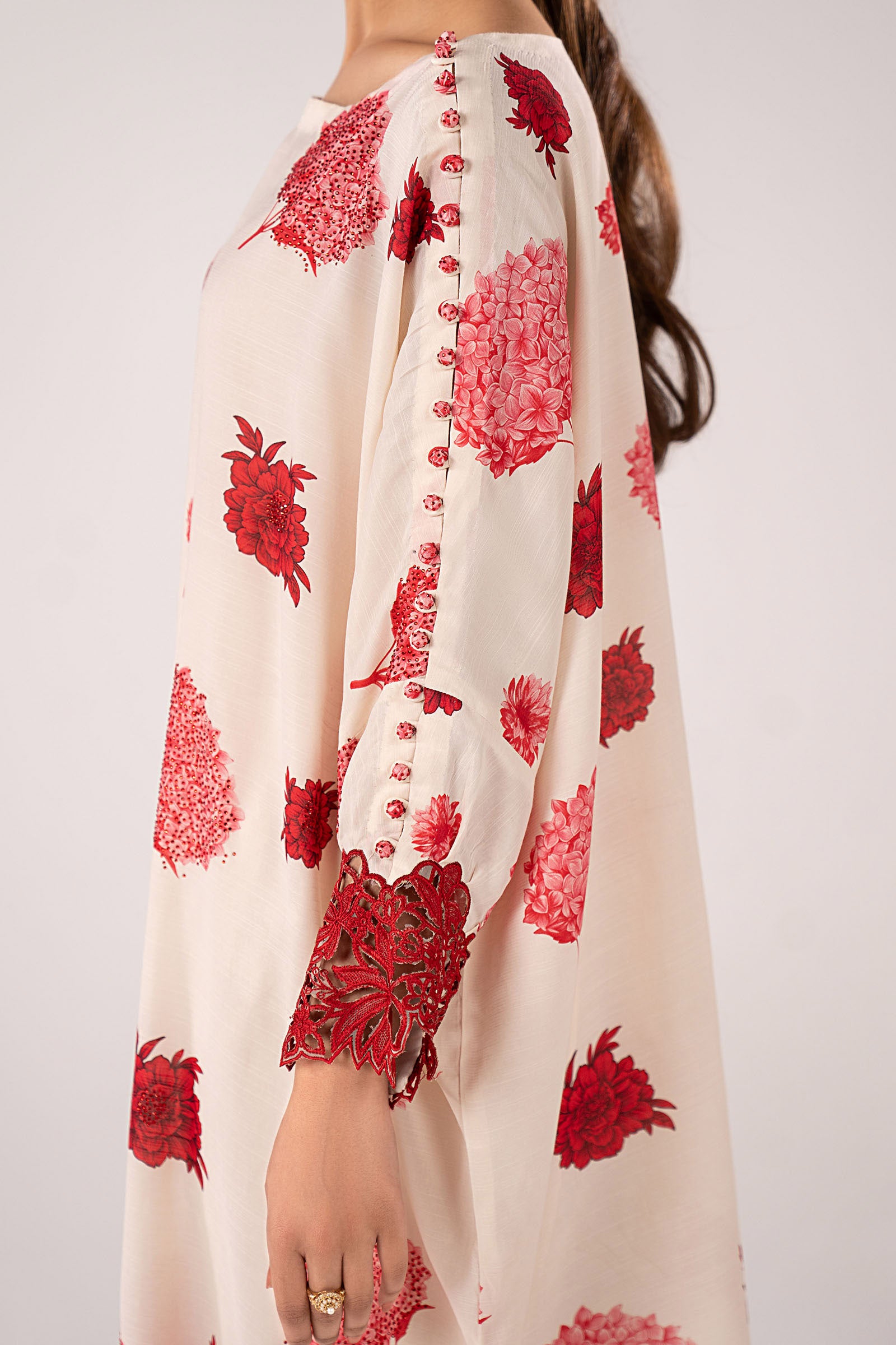 2 Piece Embroidered Raw Silk Suit
