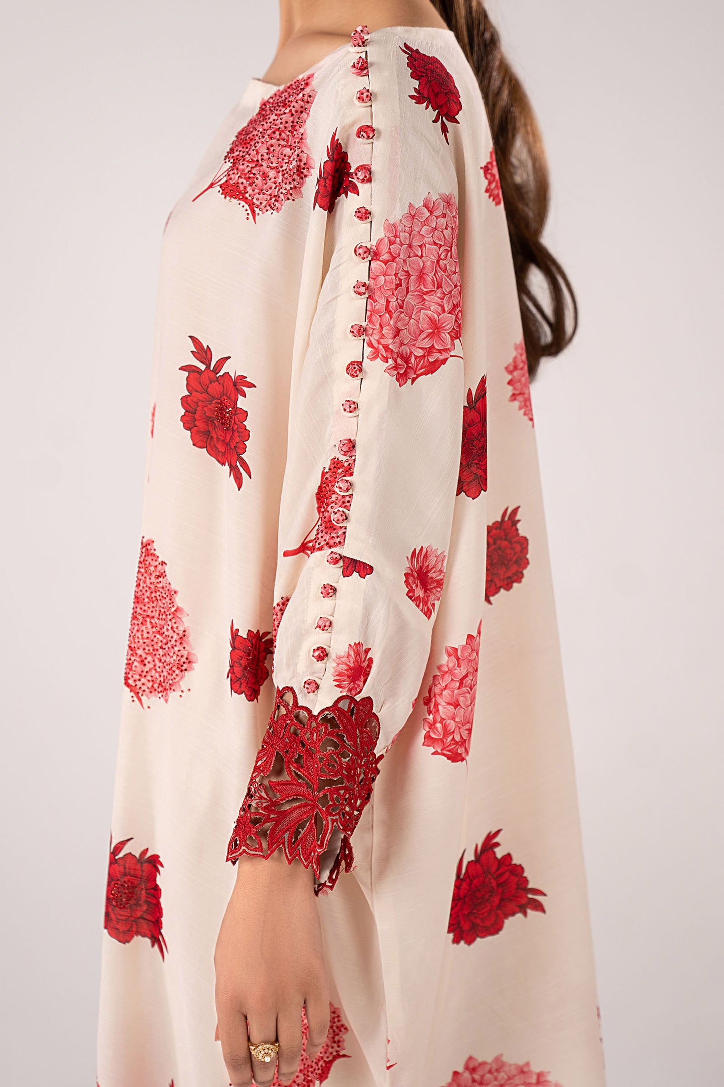 2 Piece Embroidered Raw Silk Suit