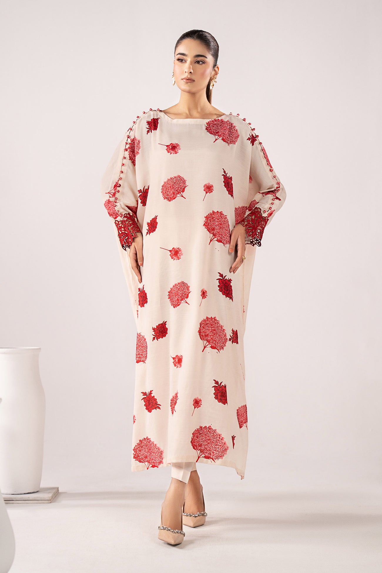 2 Piece Embroidered Raw Silk Suit