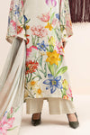 3 Piece Embroidered Raw Silk Suit