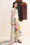 3 Piece Embroidered Raw Silk Suit