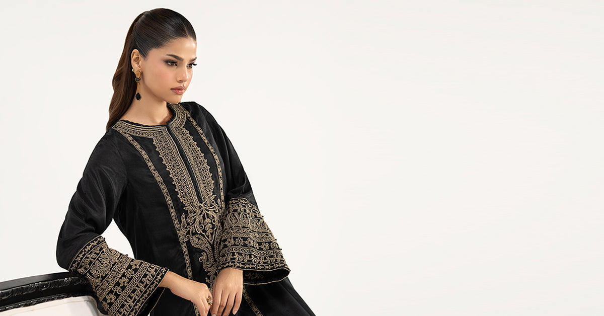 2 Piece Embroidered Raw Silk Suit