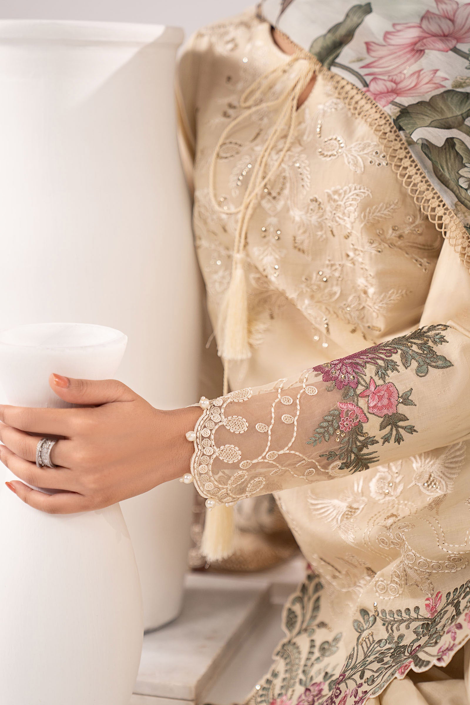 3 Piece Embroidered Dobby Lawn Suit