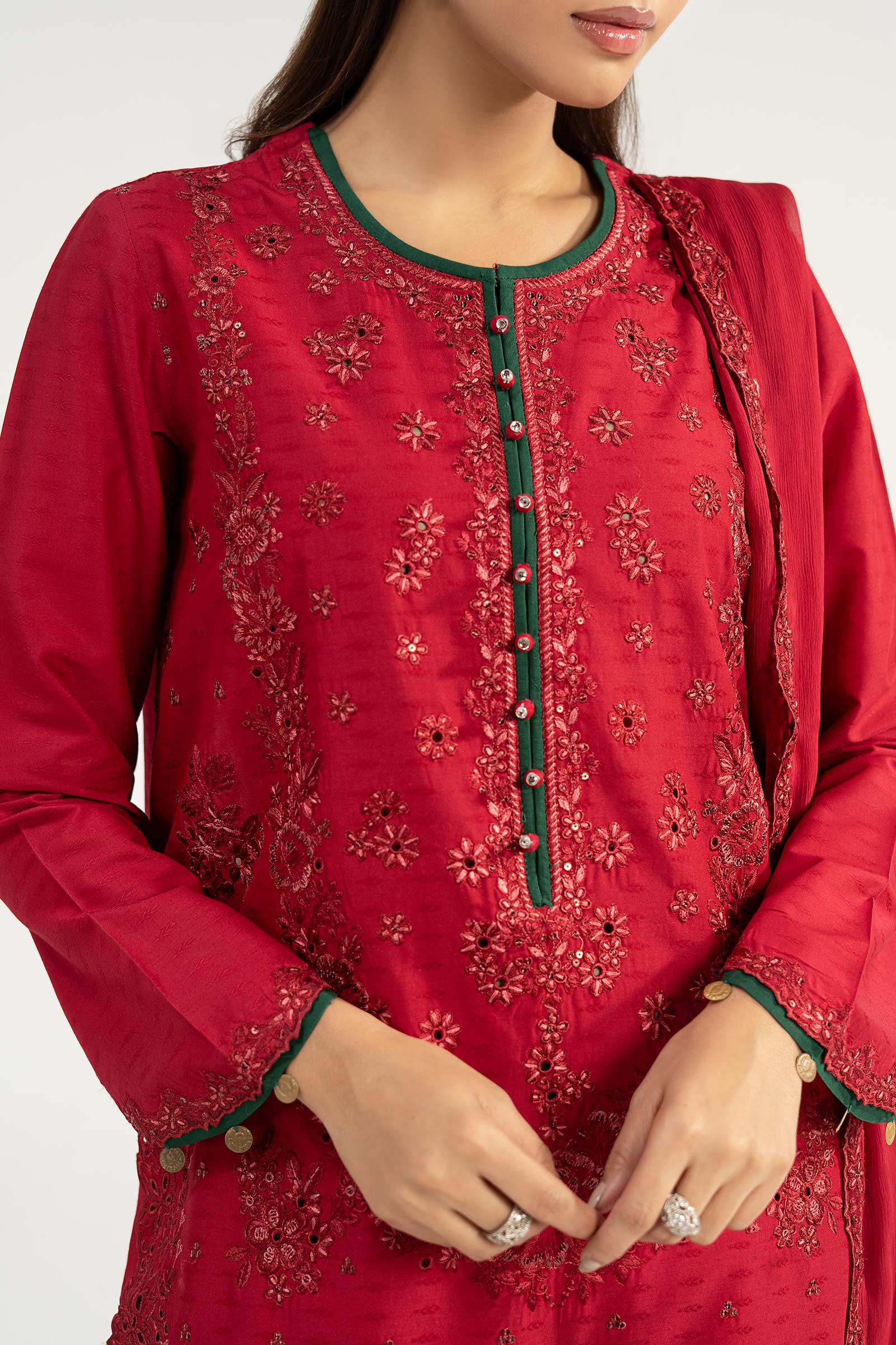 3 Piece Embroidered Dobby Lawn Suit