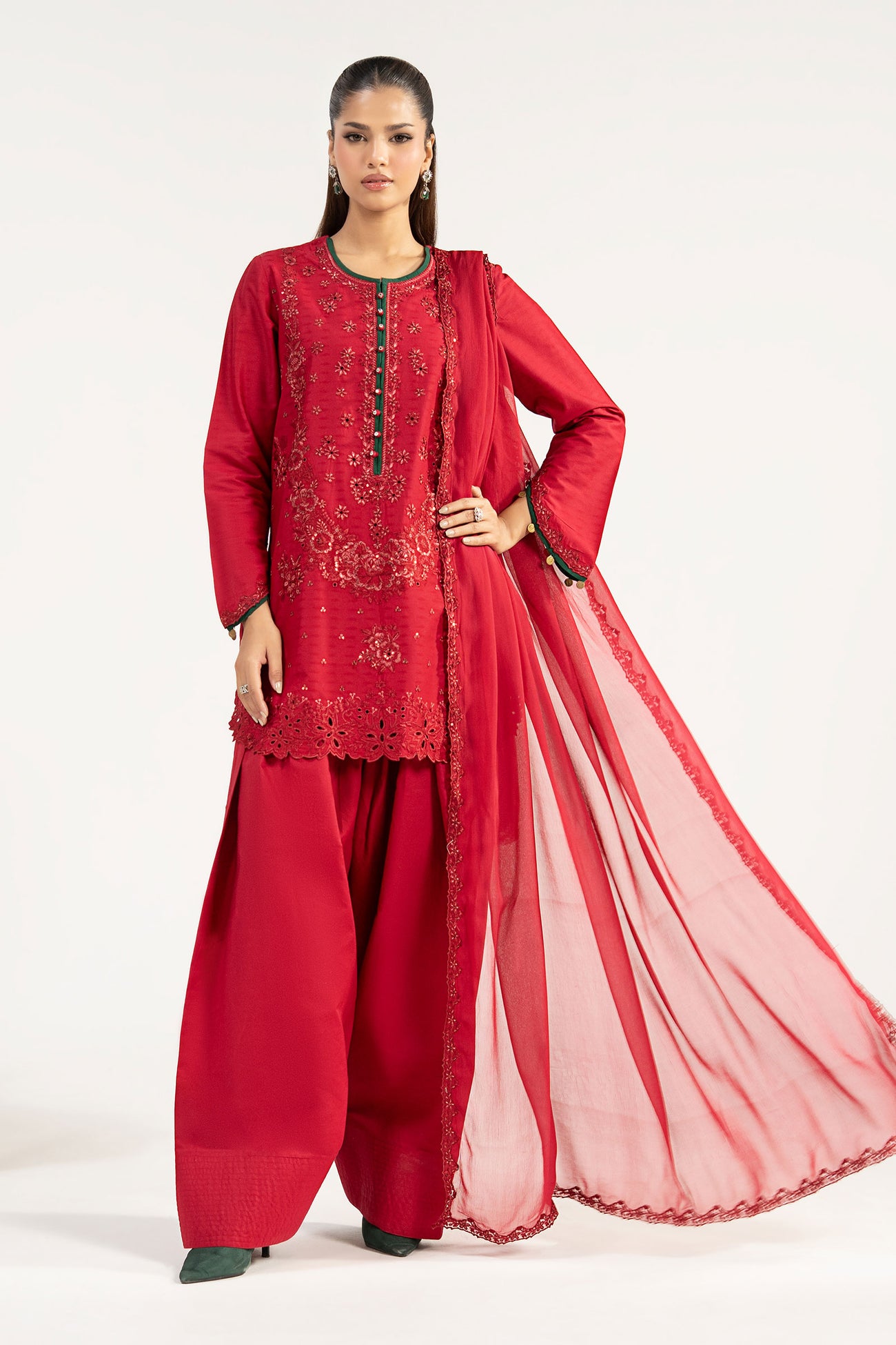 3 Piece Embroidered Dobby Lawn Suit