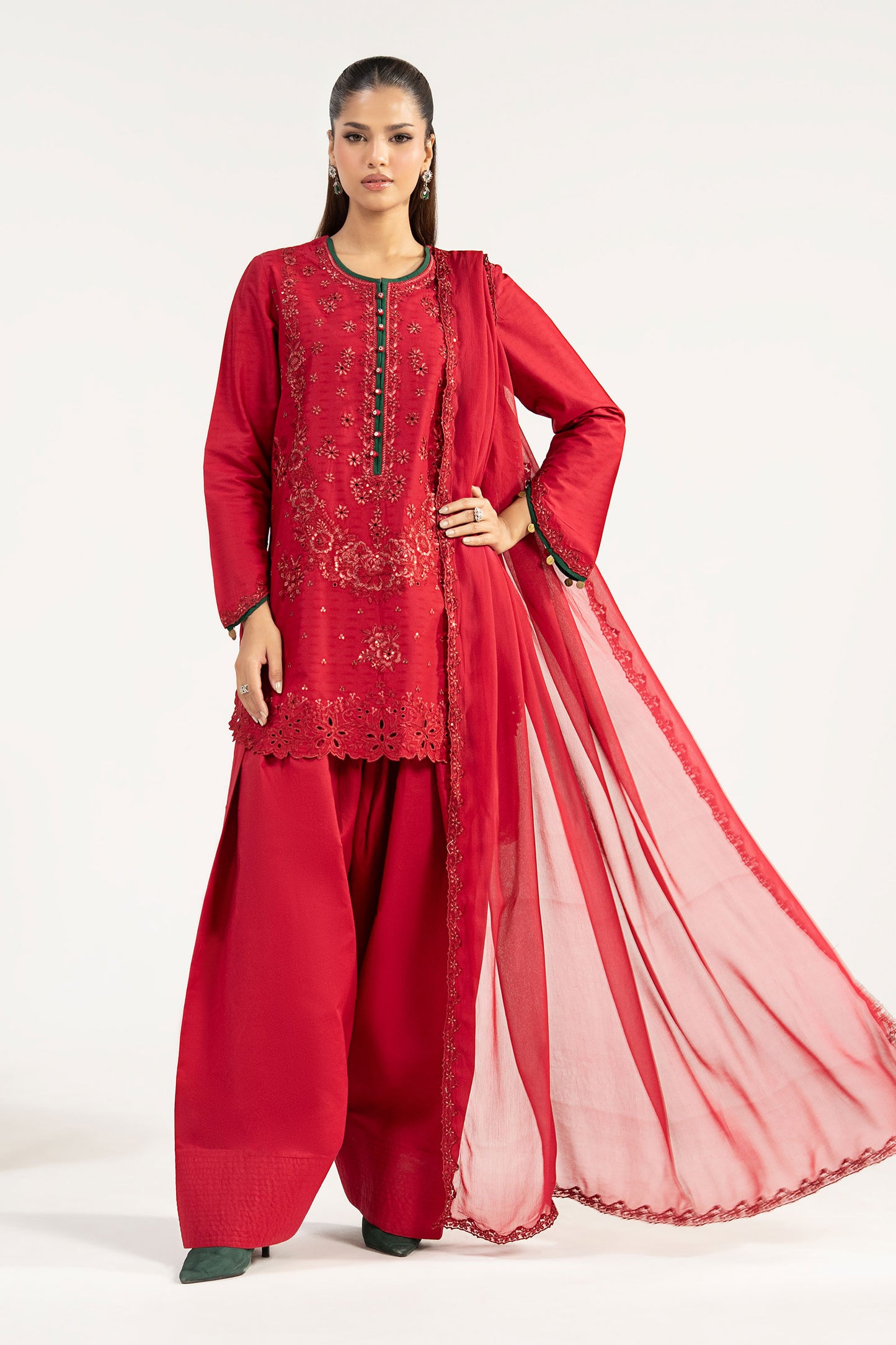 3 Piece Embroidered Dobby Lawn Suit