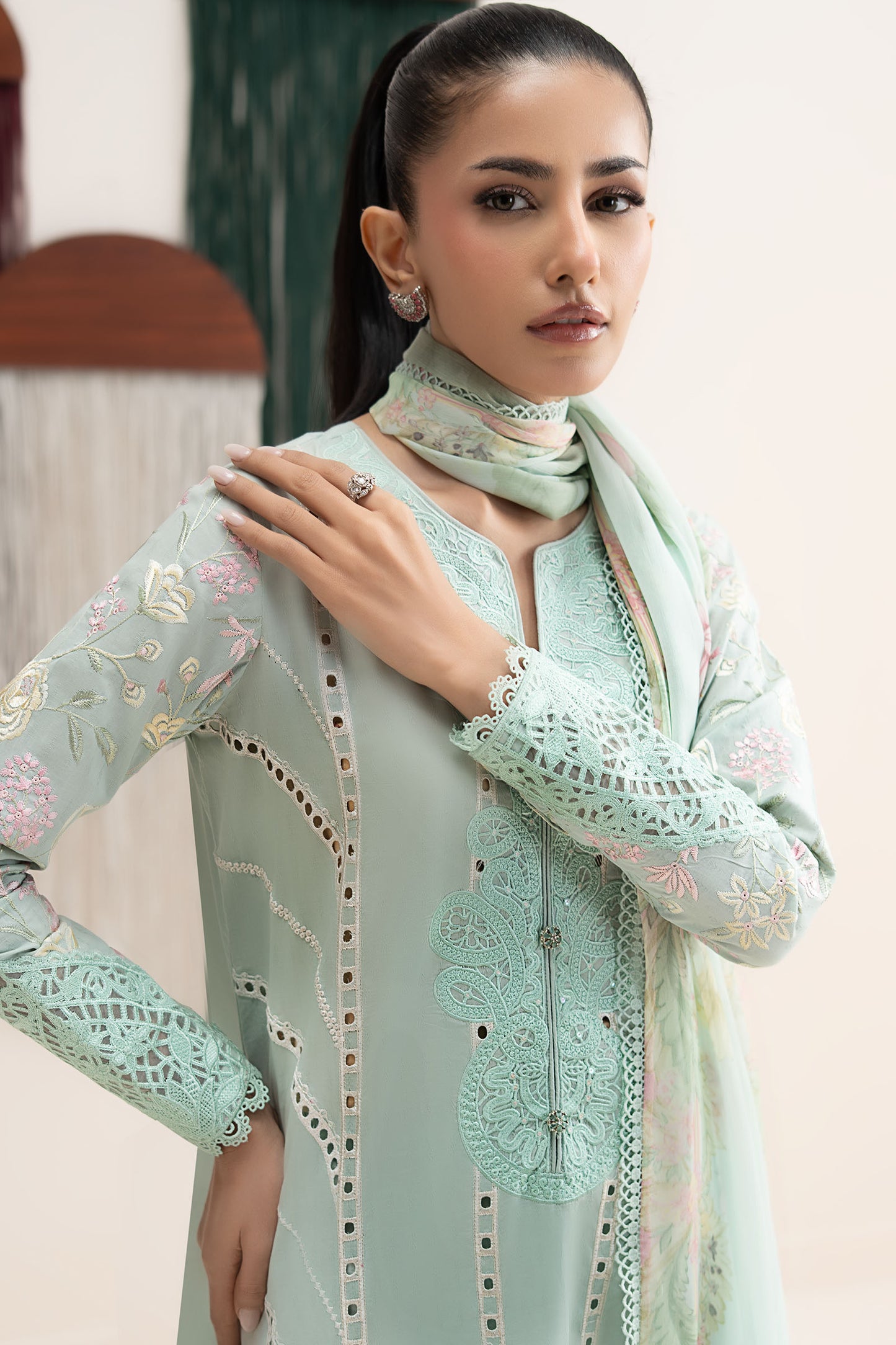 3 Piece Embroidered Dobby Jacquard Suit