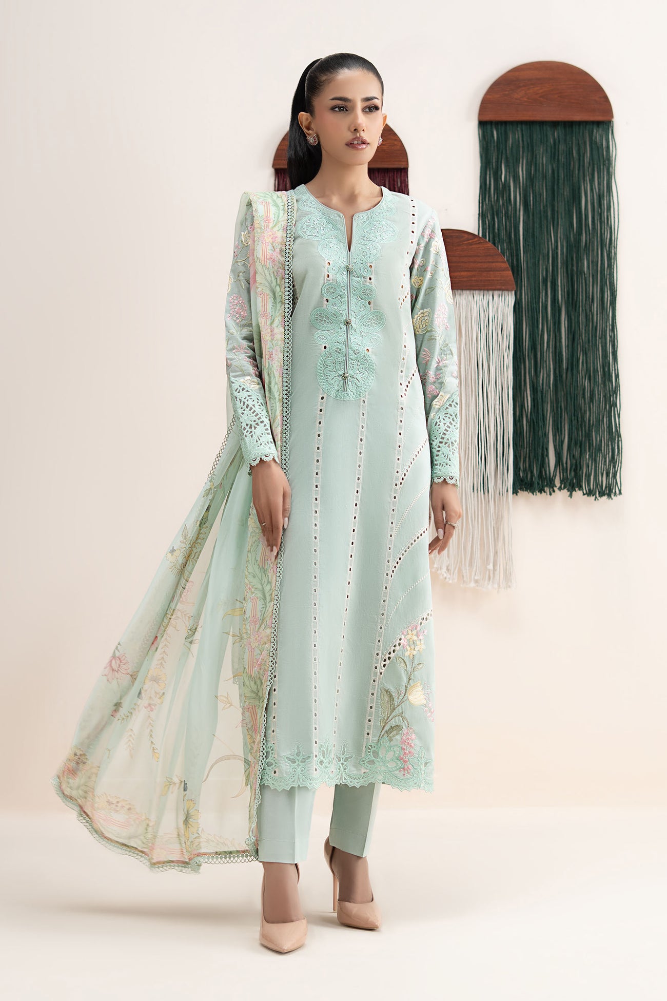 3 Piece Embroidered Dobby Jacquard Suit