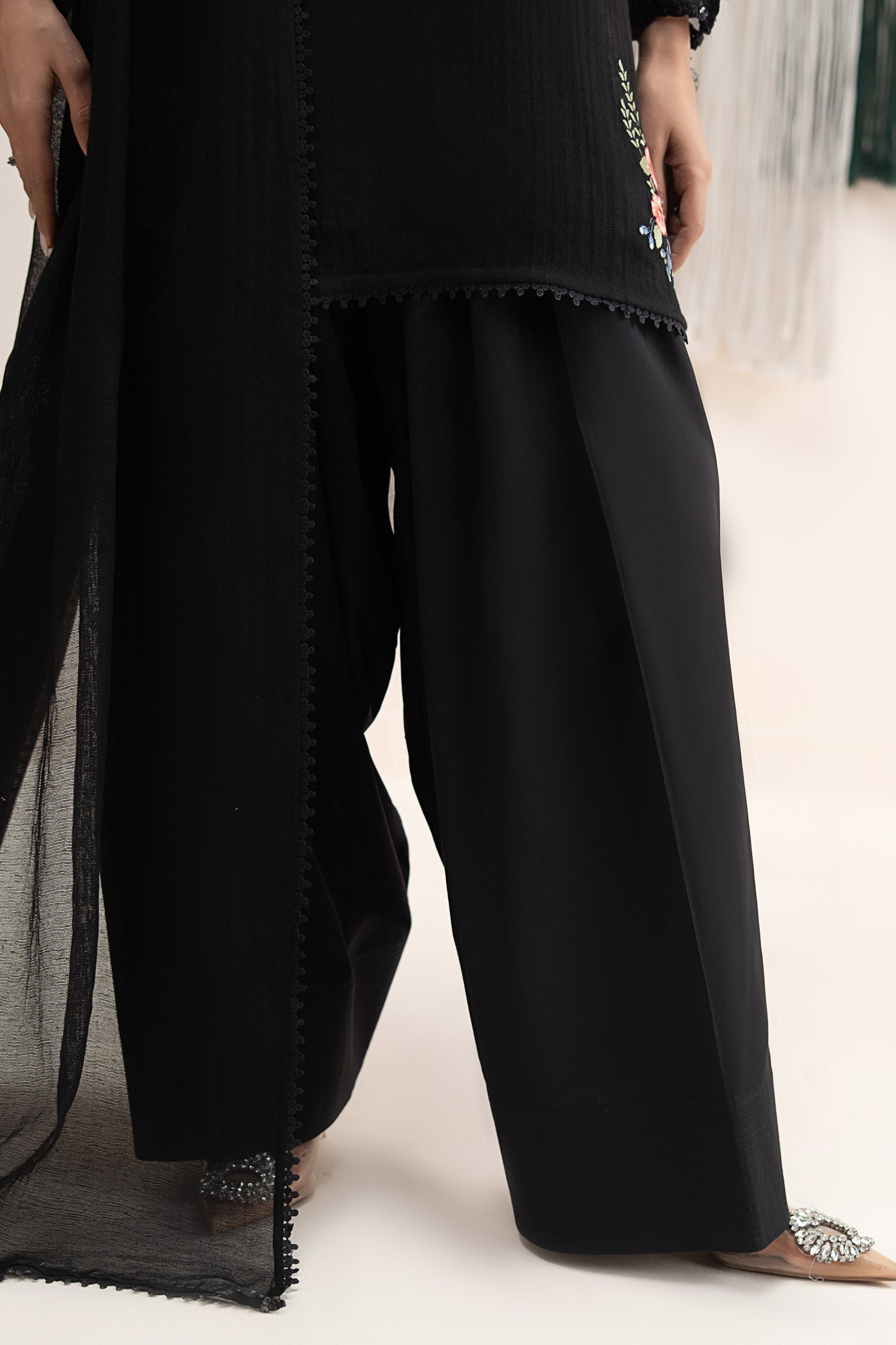 3 Piece Embroidered Cotton Net Suit