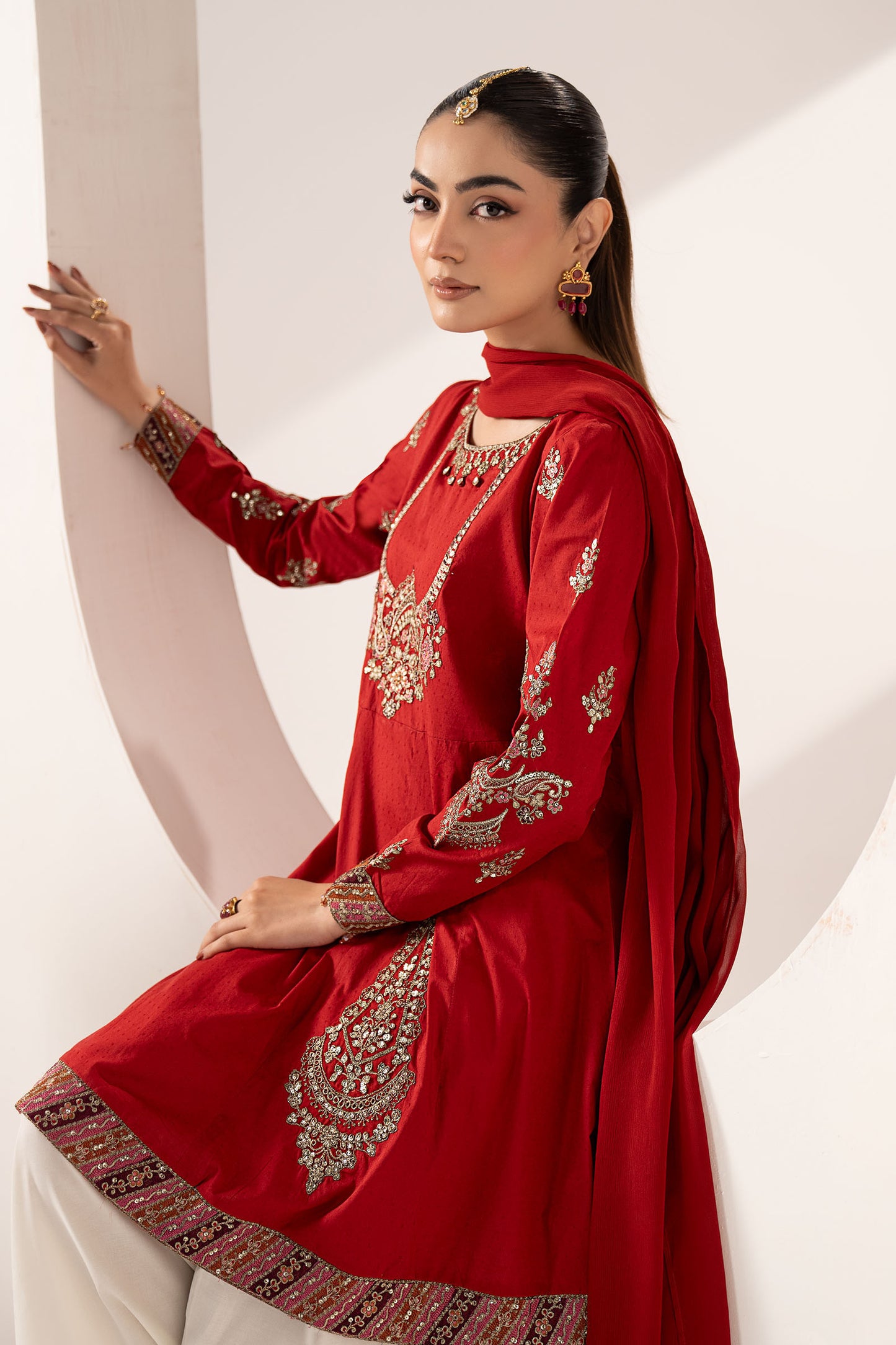 3 Piece Embroidered Dobby Lawn Suit