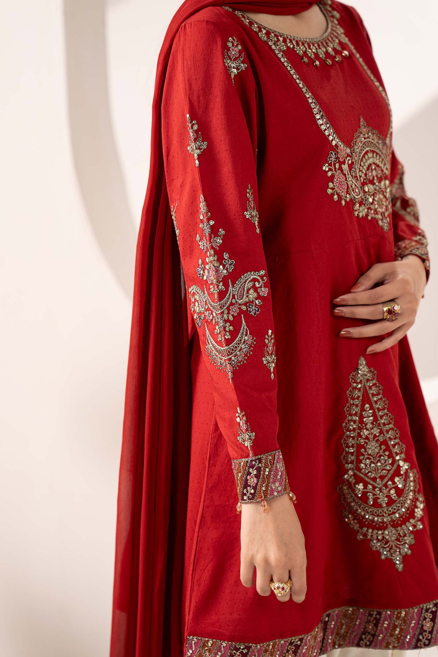 3 Piece Embroidered Dobby Lawn Suit