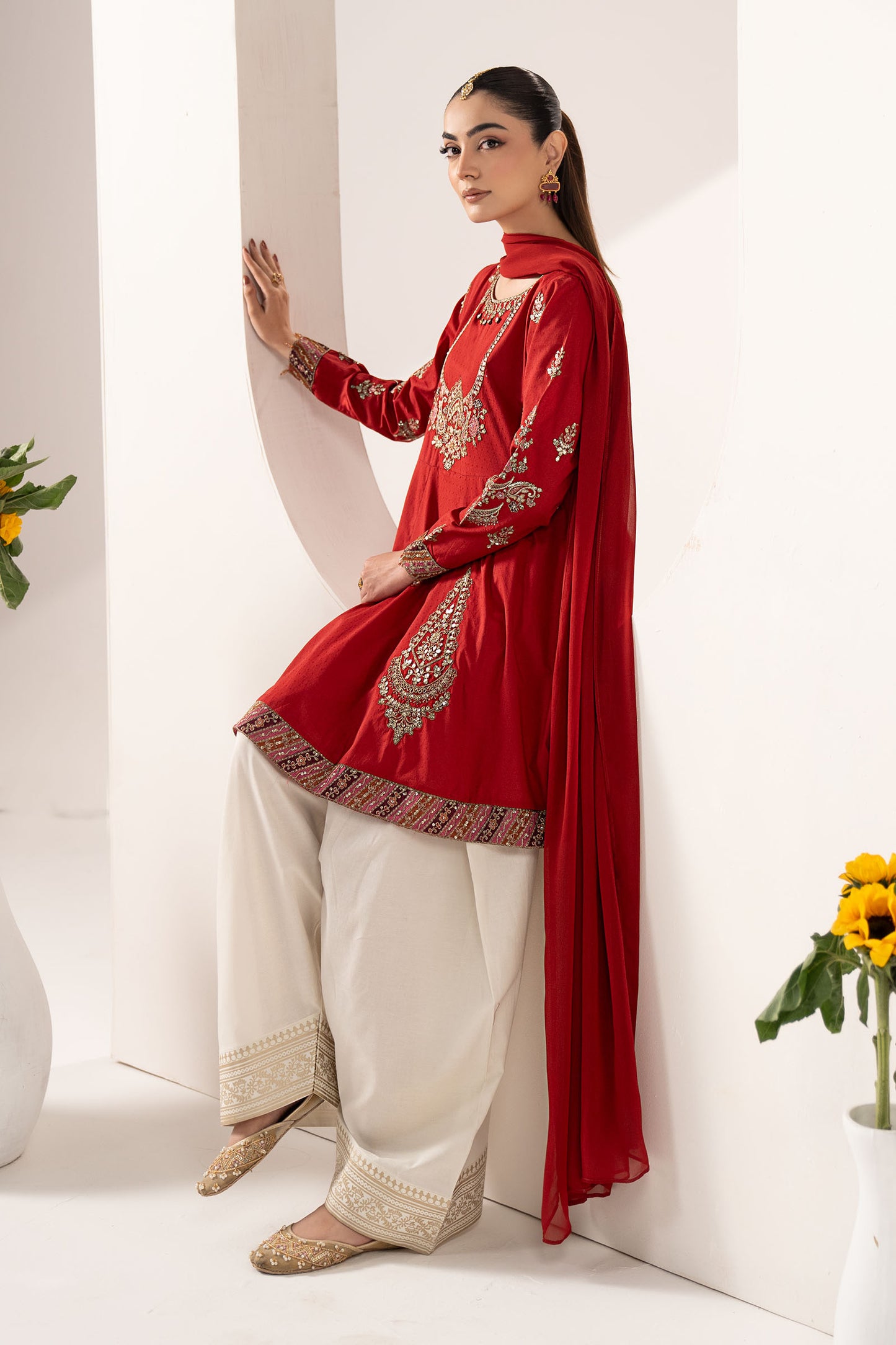 3 Piece Embroidered Dobby Lawn Suit