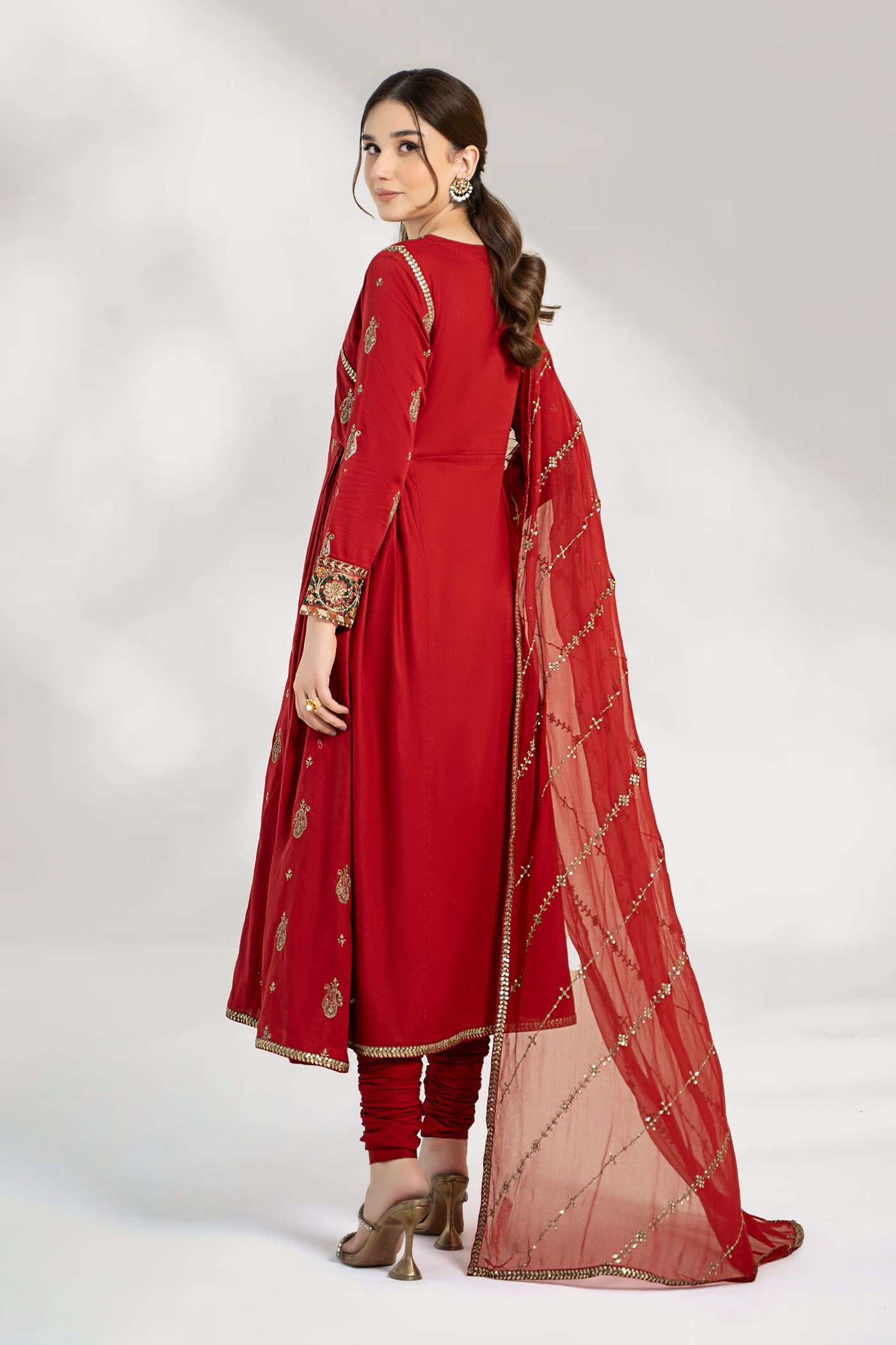 3 Piece Embroidered Cotton Net Suit