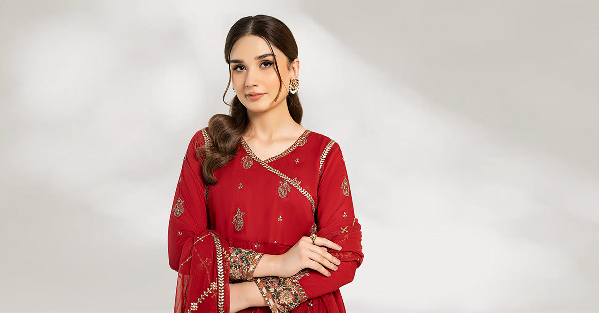 3 Piece Embroidered Cotton Net Suit