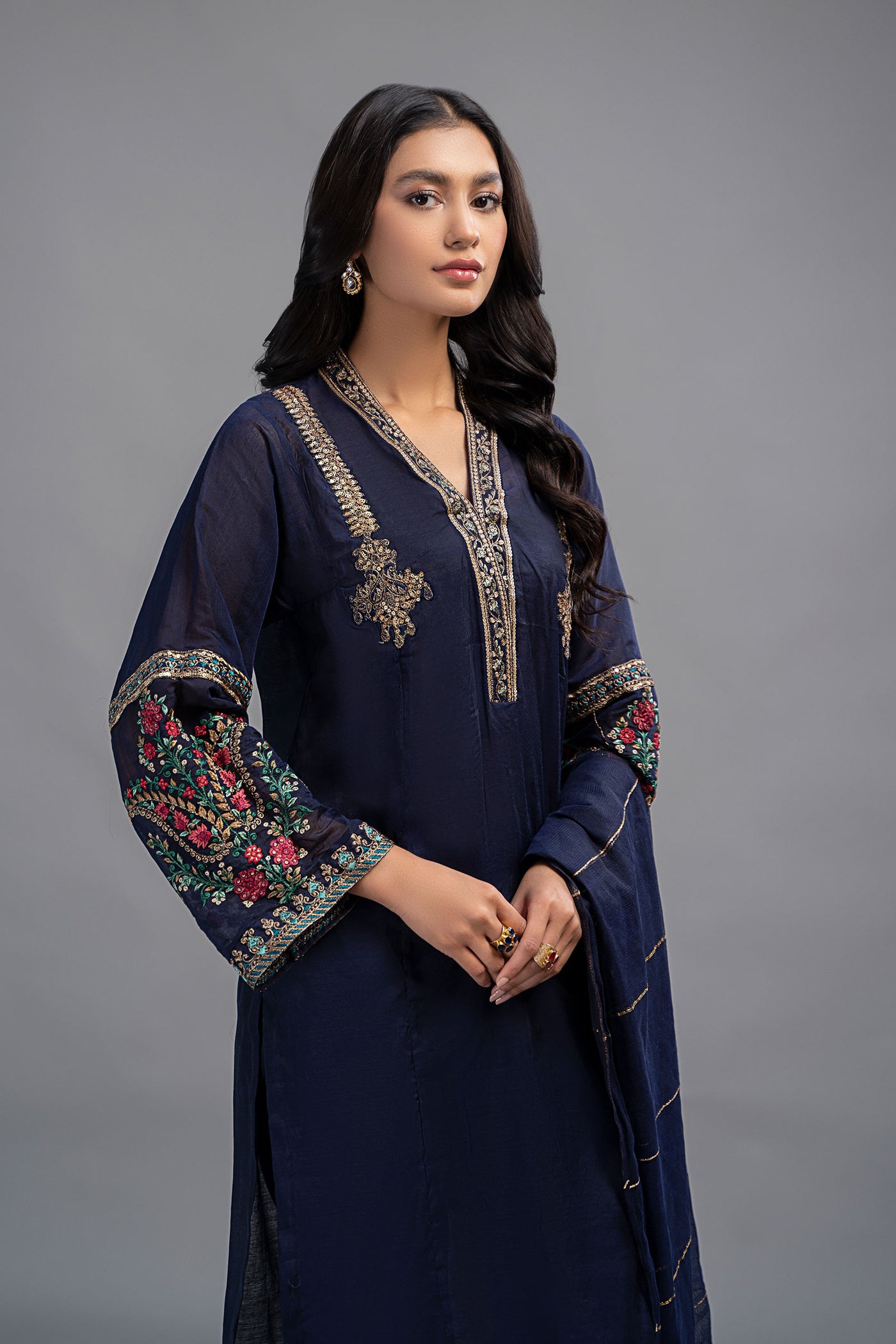 3 Piece Dyed Paper Cotton Suit