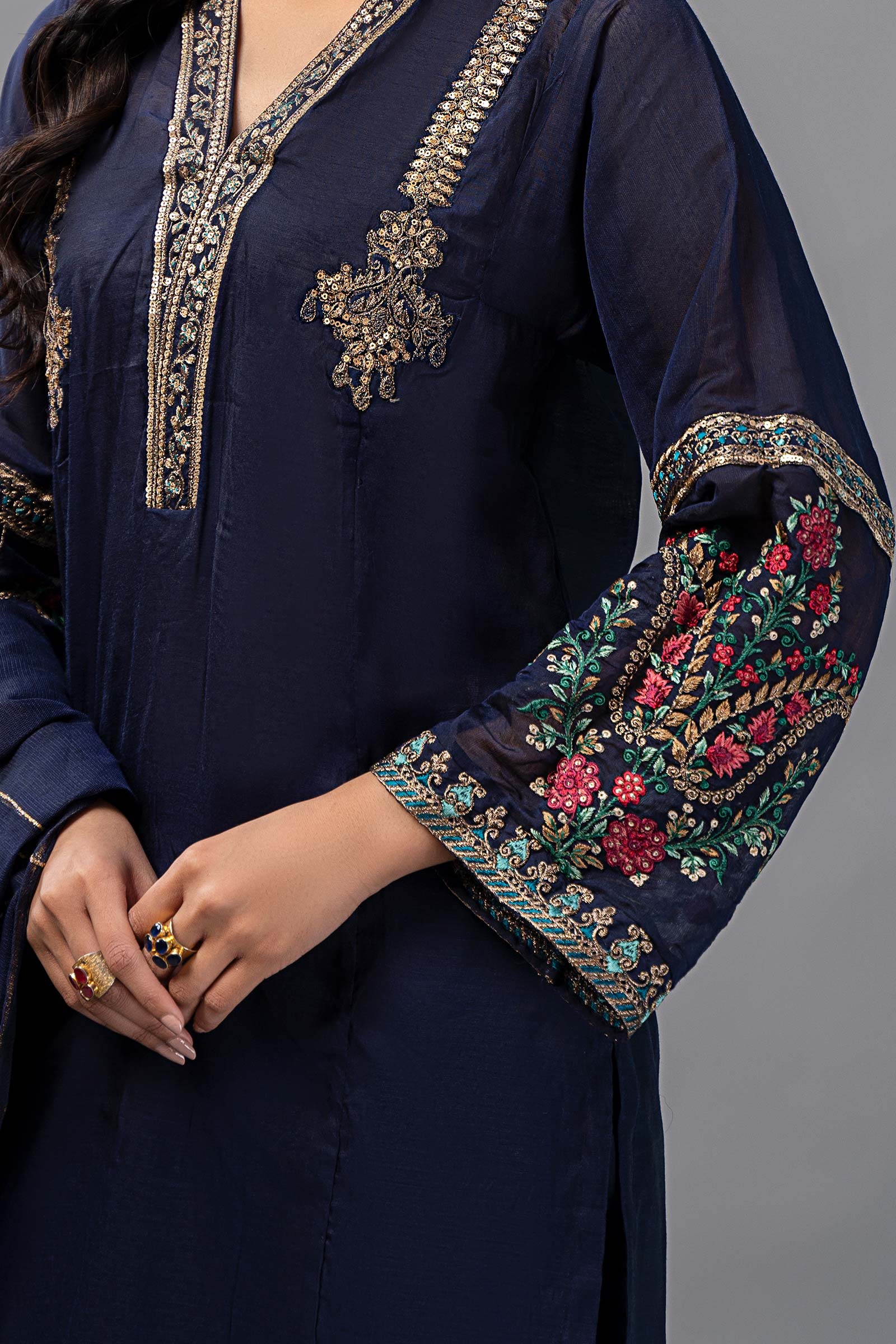 3 Piece Dyed Paper Cotton Suit