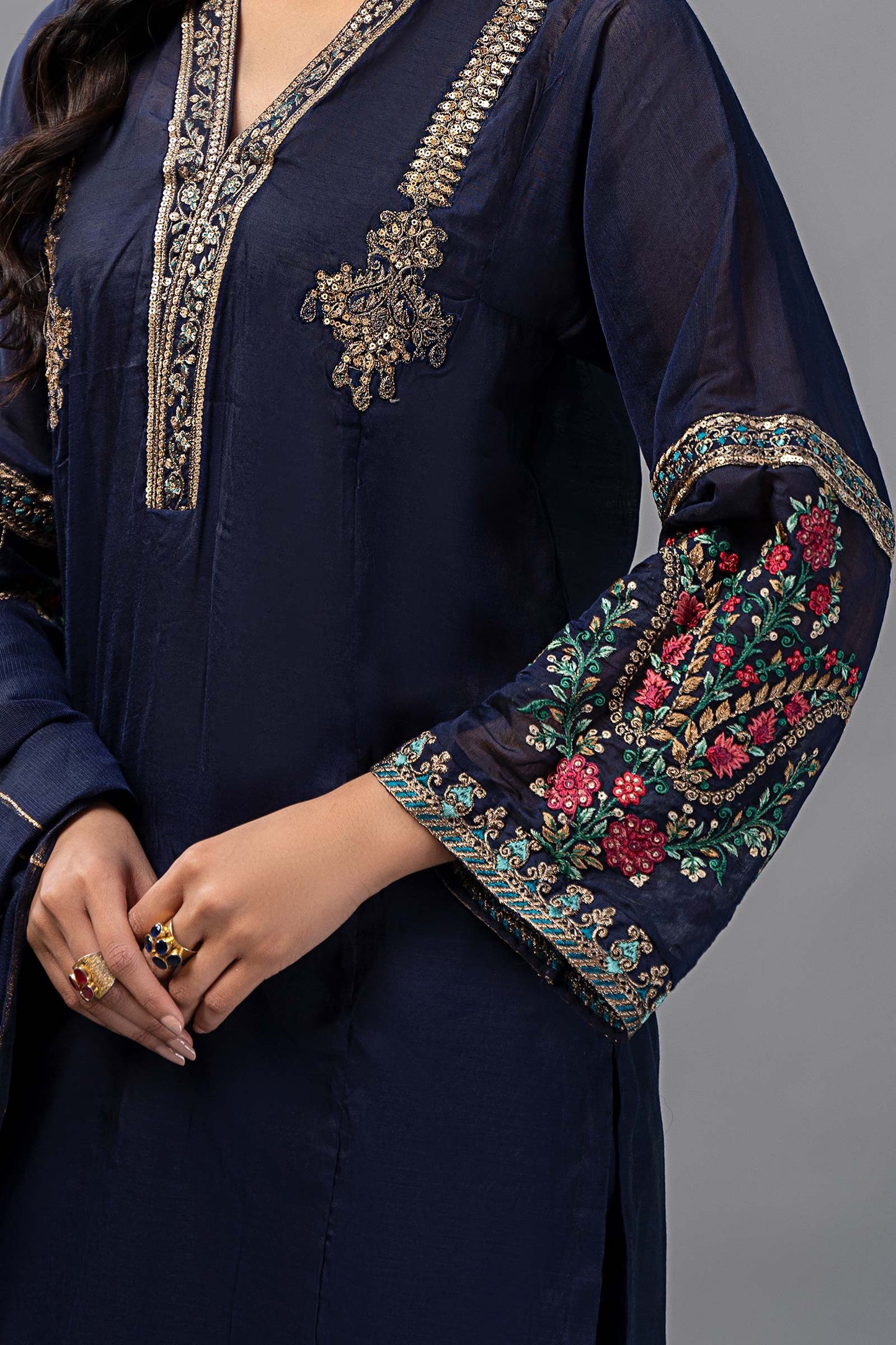 3 Piece Dyed Paper Cotton Suit