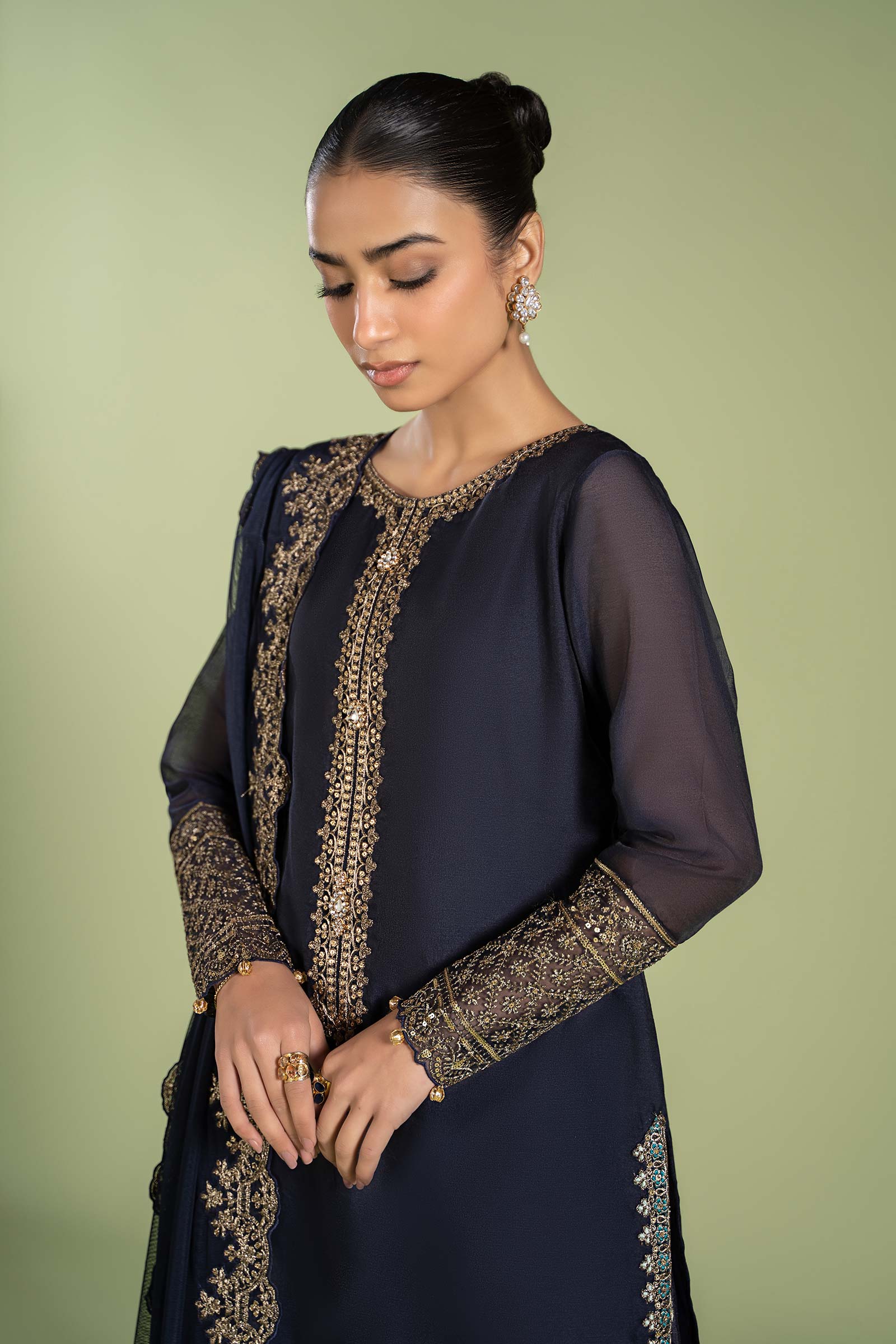 3 Piece Dyed Paper Cotton Suit