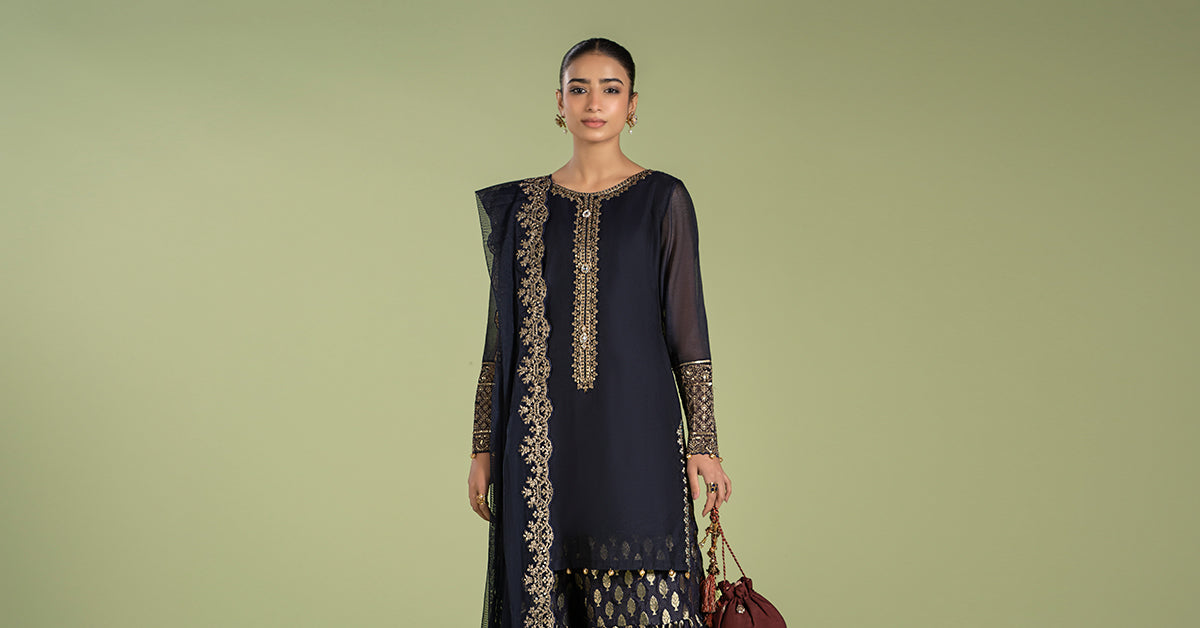 3 Piece Dyed Paper Cotton Suit