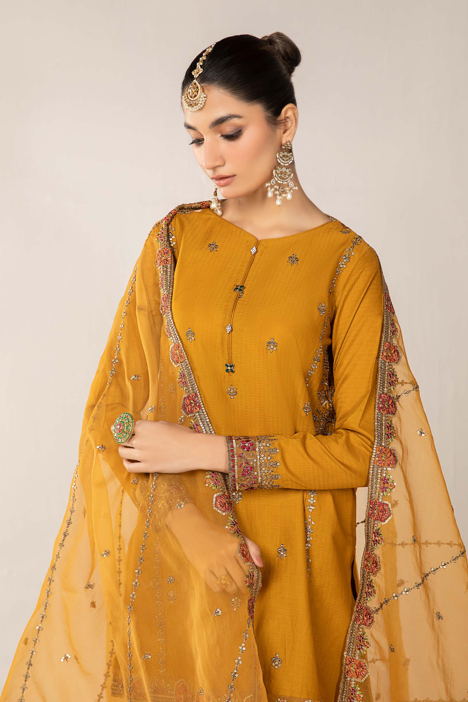 3 Piece Embroidered Dobby Suit