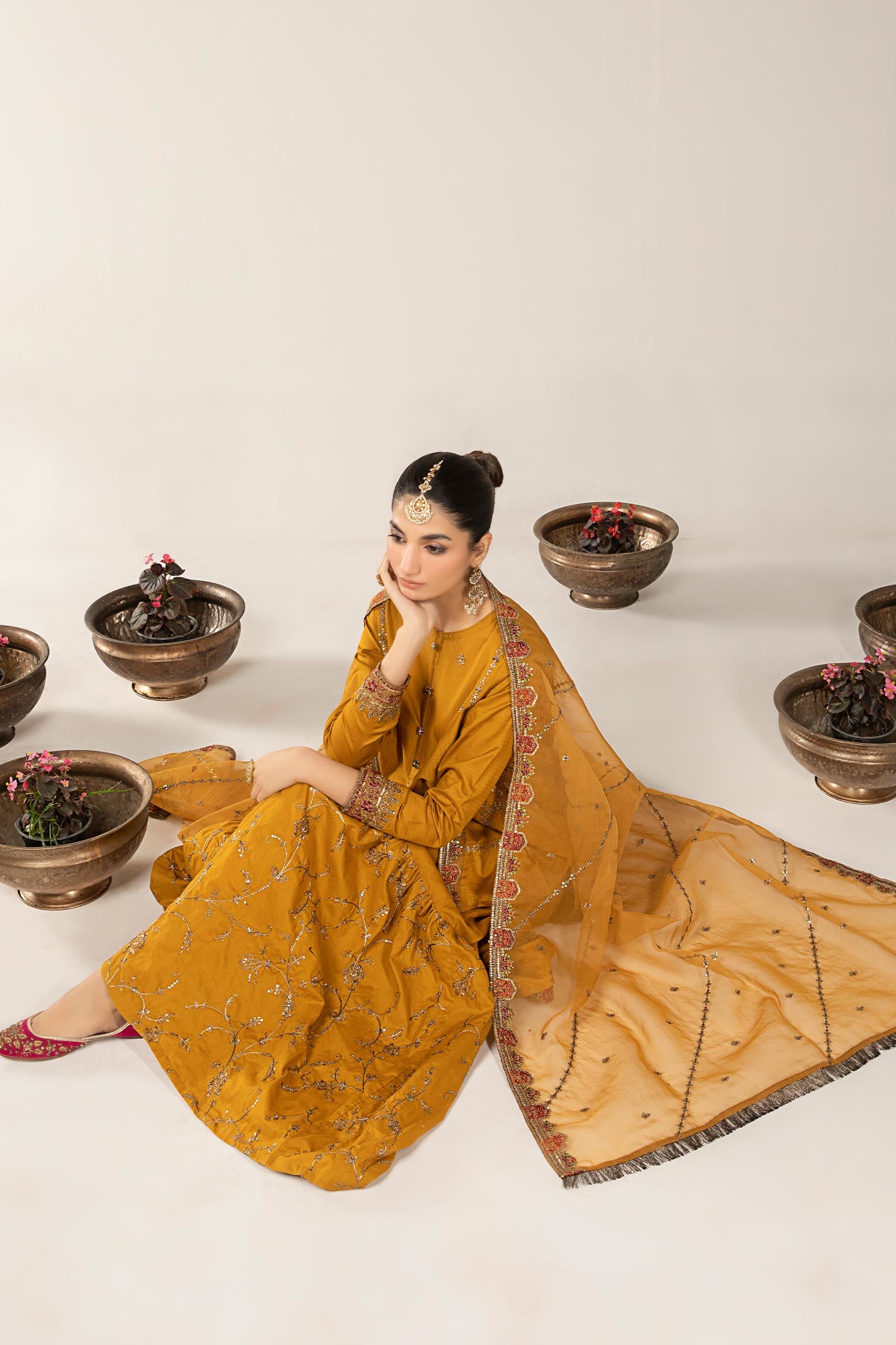 3 Piece Embroidered Dobby Suit